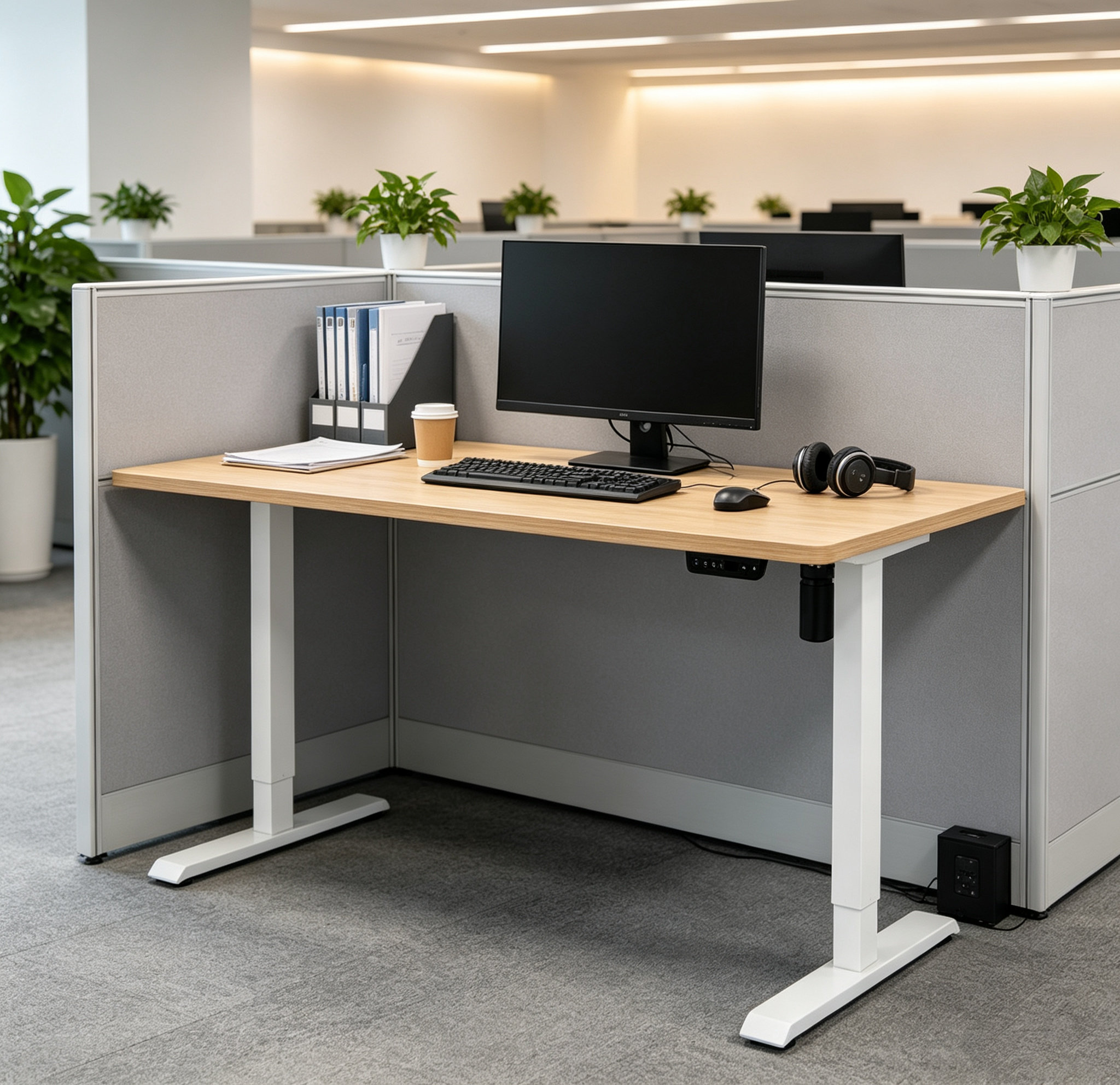 DK-03 Reinforced Electric Office Desk Chassis – Two-Stage Lifting, Compact Component Layout for Hybrid Workspaces