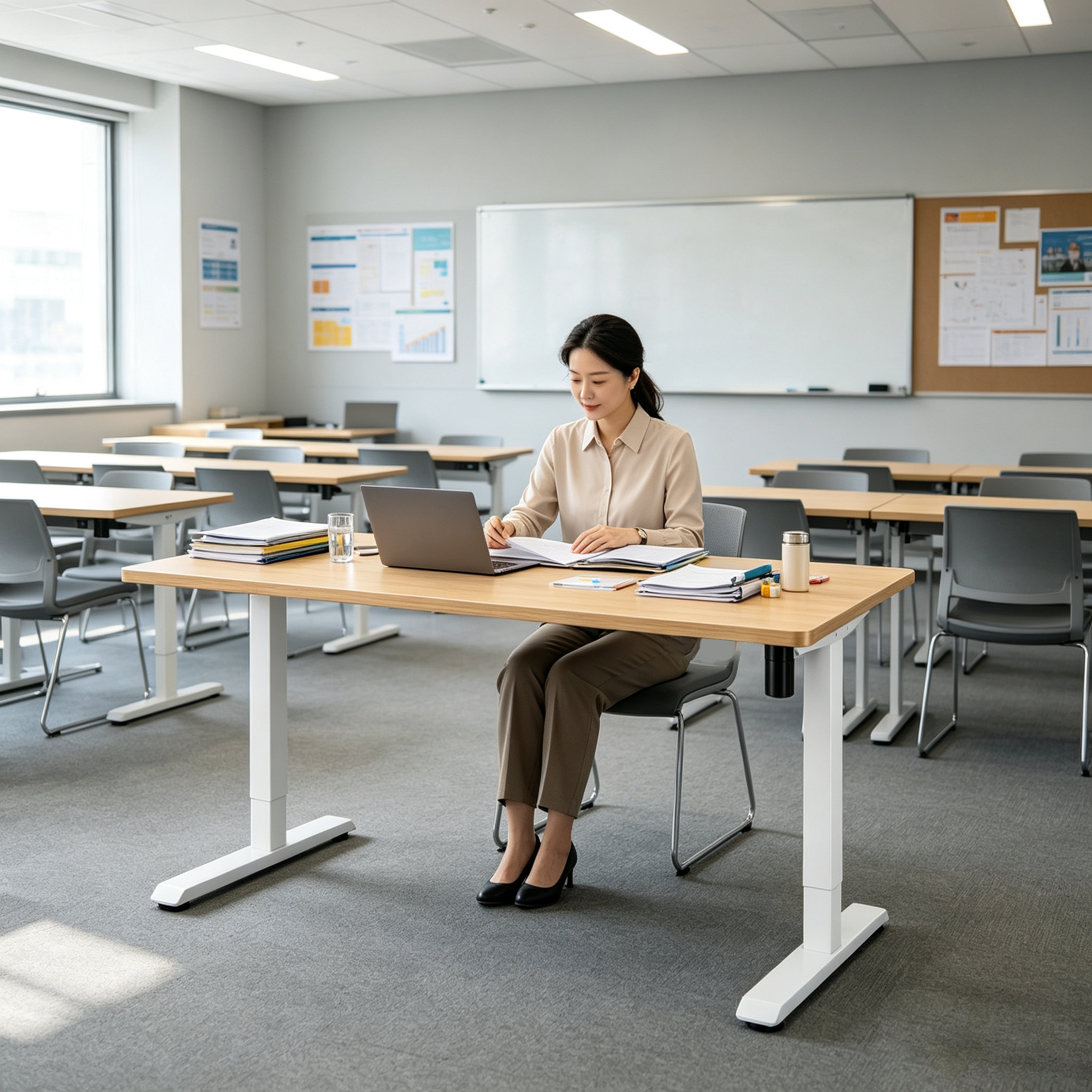 DK-02-1 Single Motor Sit-Stand Office Desk with Two-Stage Legs, Scalable Open Office Workstation