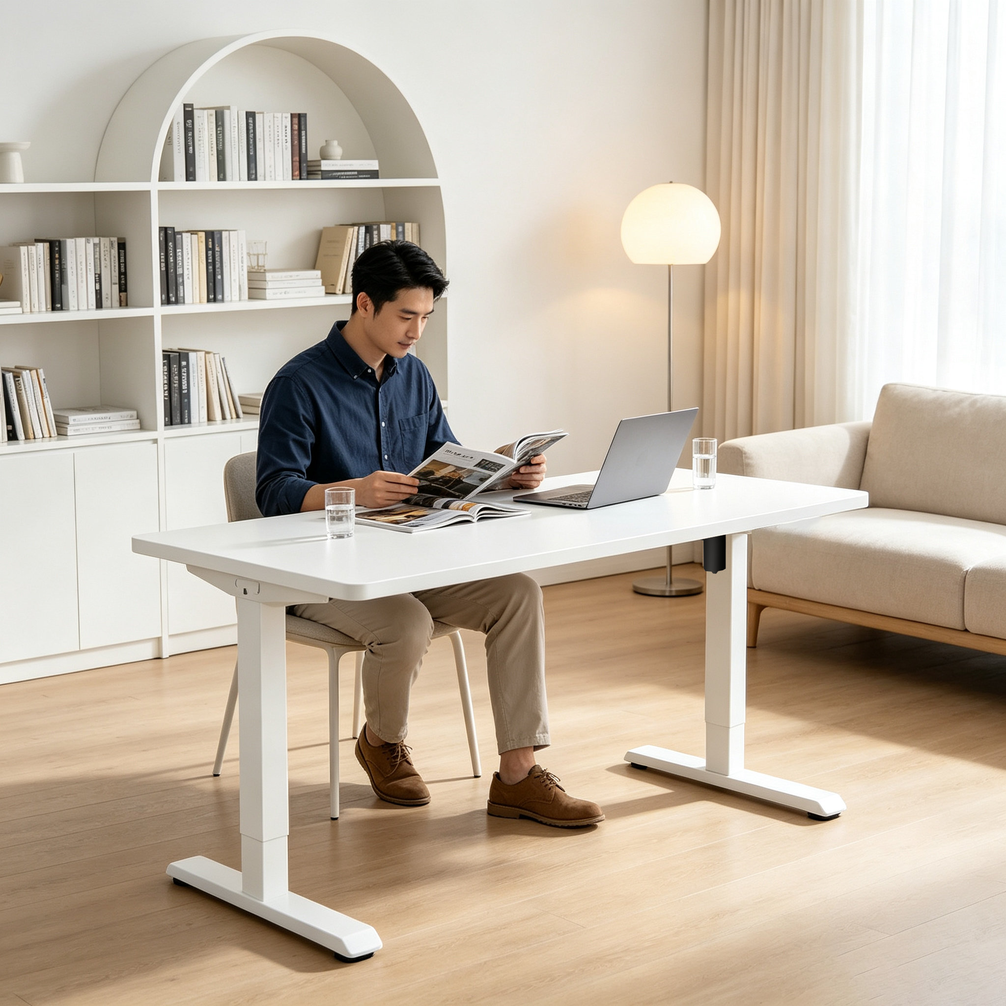 DK-02-1 Single Motor Gaming Standing Desk with Two-Stage Lift, RGB Esports Battle Station