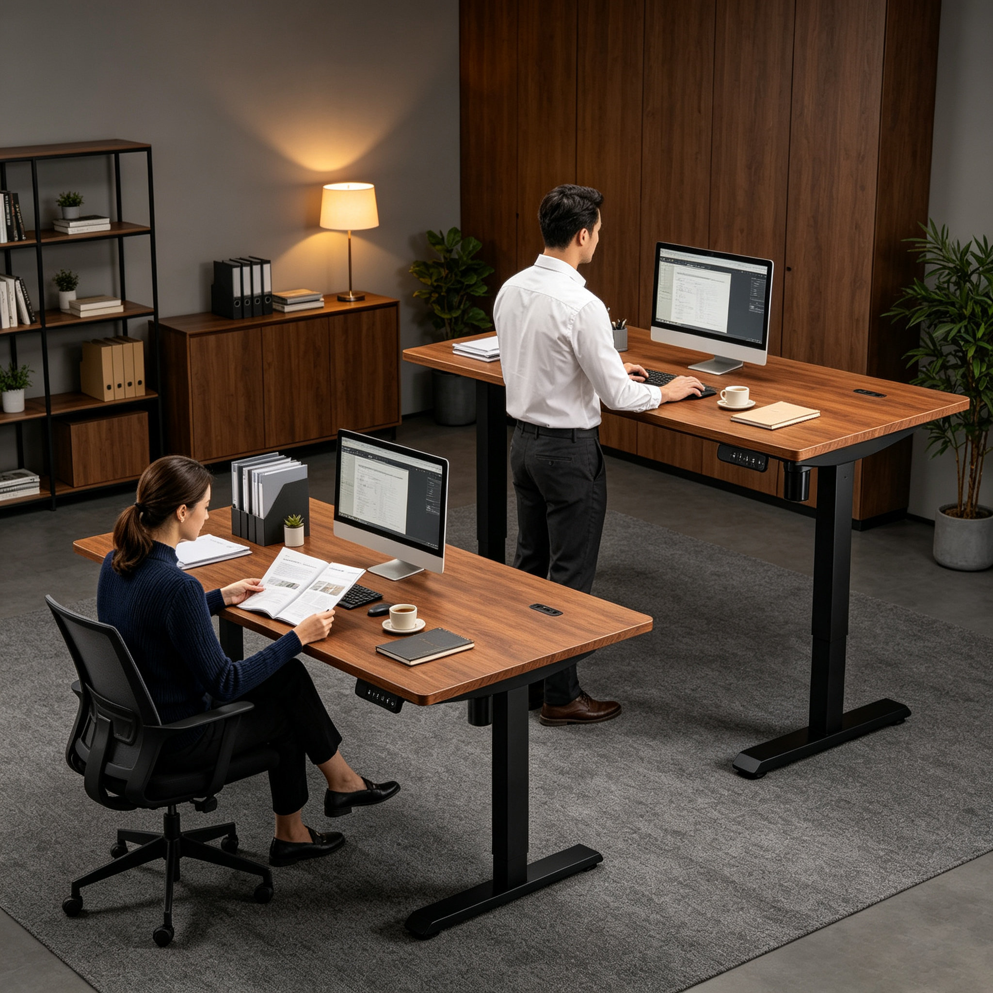 DK-02-1 Single Electric Sit Stand Desk with Two-Stage Lift, Space-Saving Value for Student Dorm Study Rooms