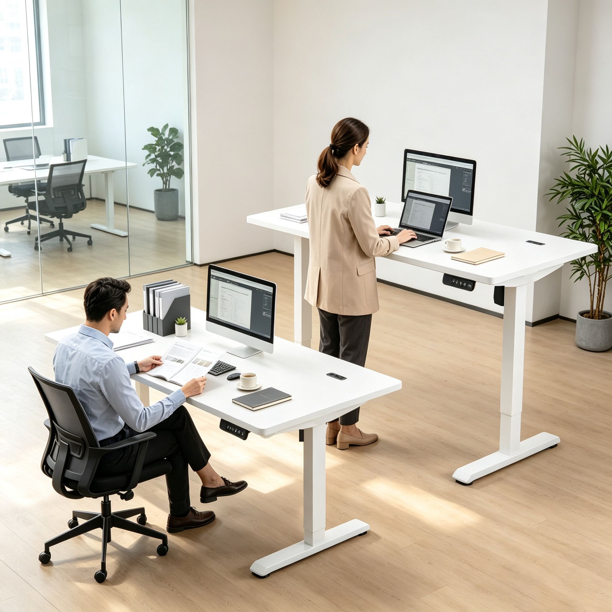 DK-02-1 Single Motor Gaming Standing Desk with Two-Stage Electric Lift, RGB Setup Ready for Esports Rooms