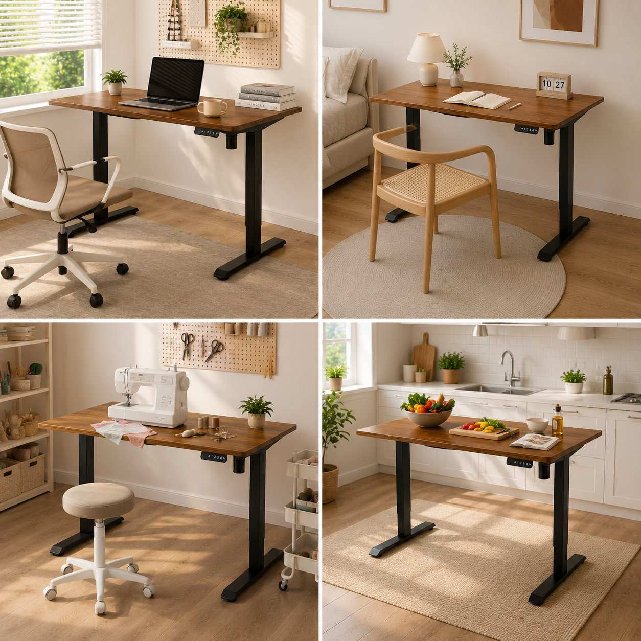 DK-02-1 Single Motor Home Office Standing Desk with Two-Stage Lift, Clean White Design for Remote Work