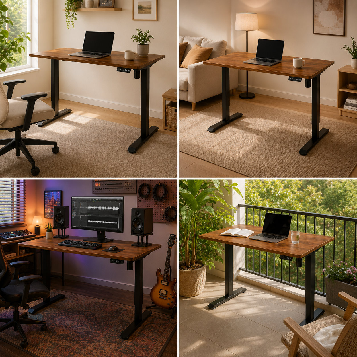 DK-02-1 Single Motor Electric Lift Desk with Durable Black Top, Practical Lab Research Workstation