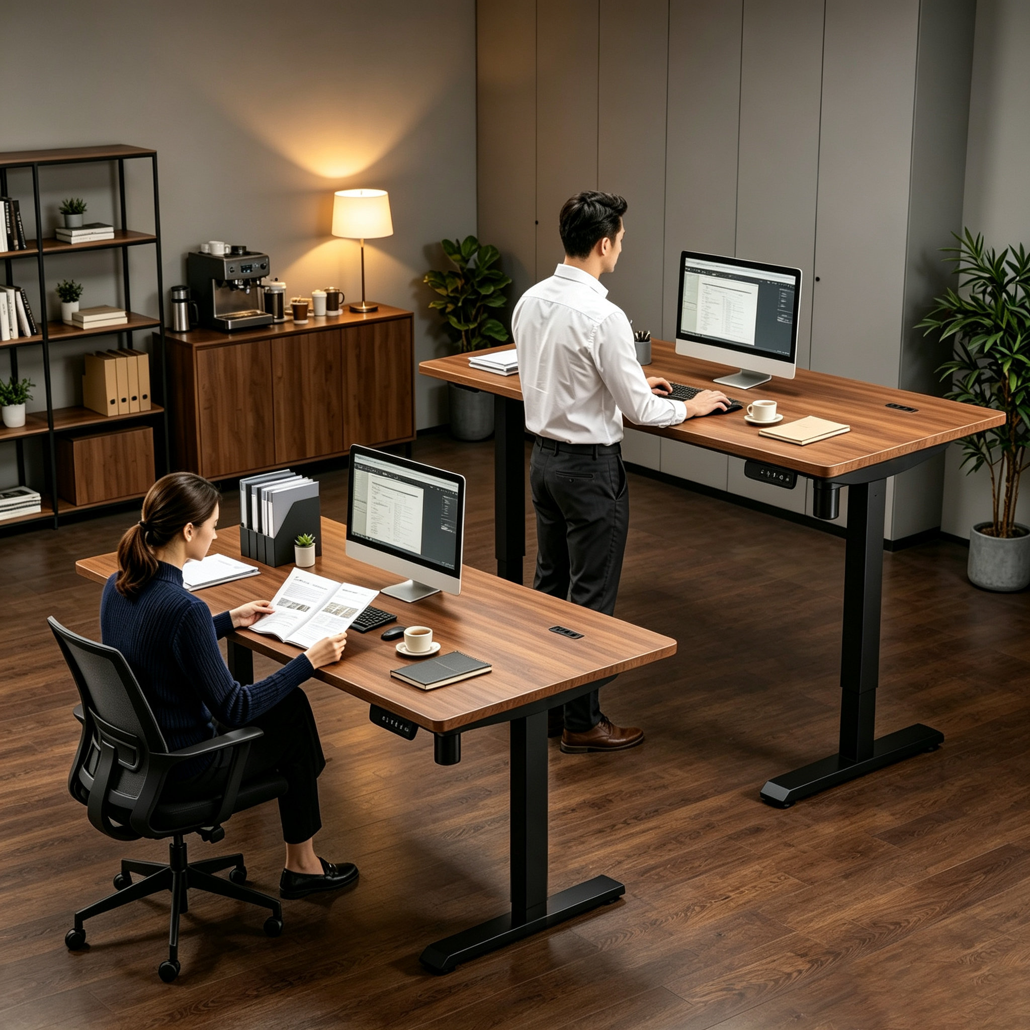 DK-02-1 Single Motor Two-Section Sit Stand Table with Stable Steel Frame, Creative Studio Work Desk