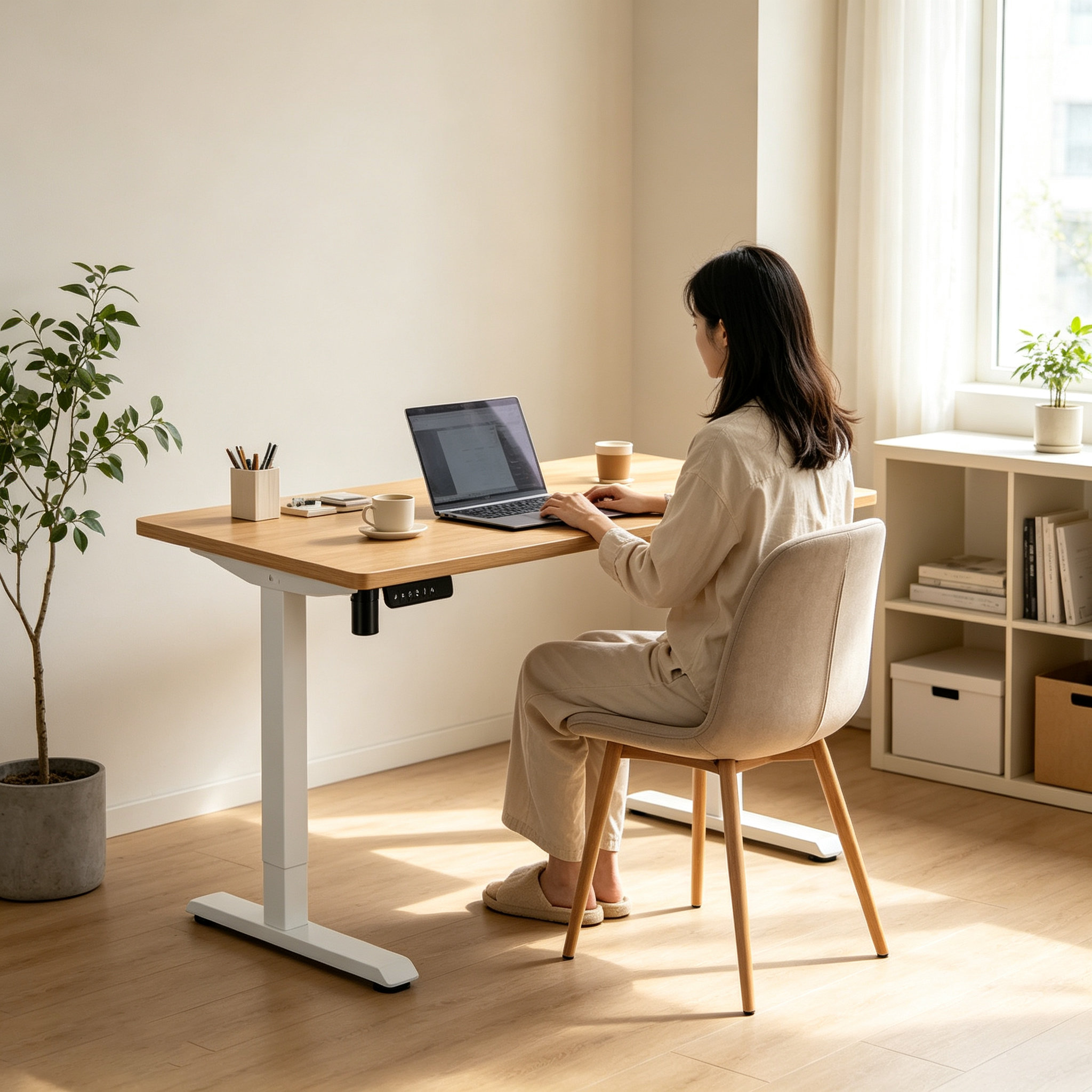 DK-02-1 Single Motor Adjustable Computer Desk with Two-Stage Columns, Multi-Scene Home and Office Solution