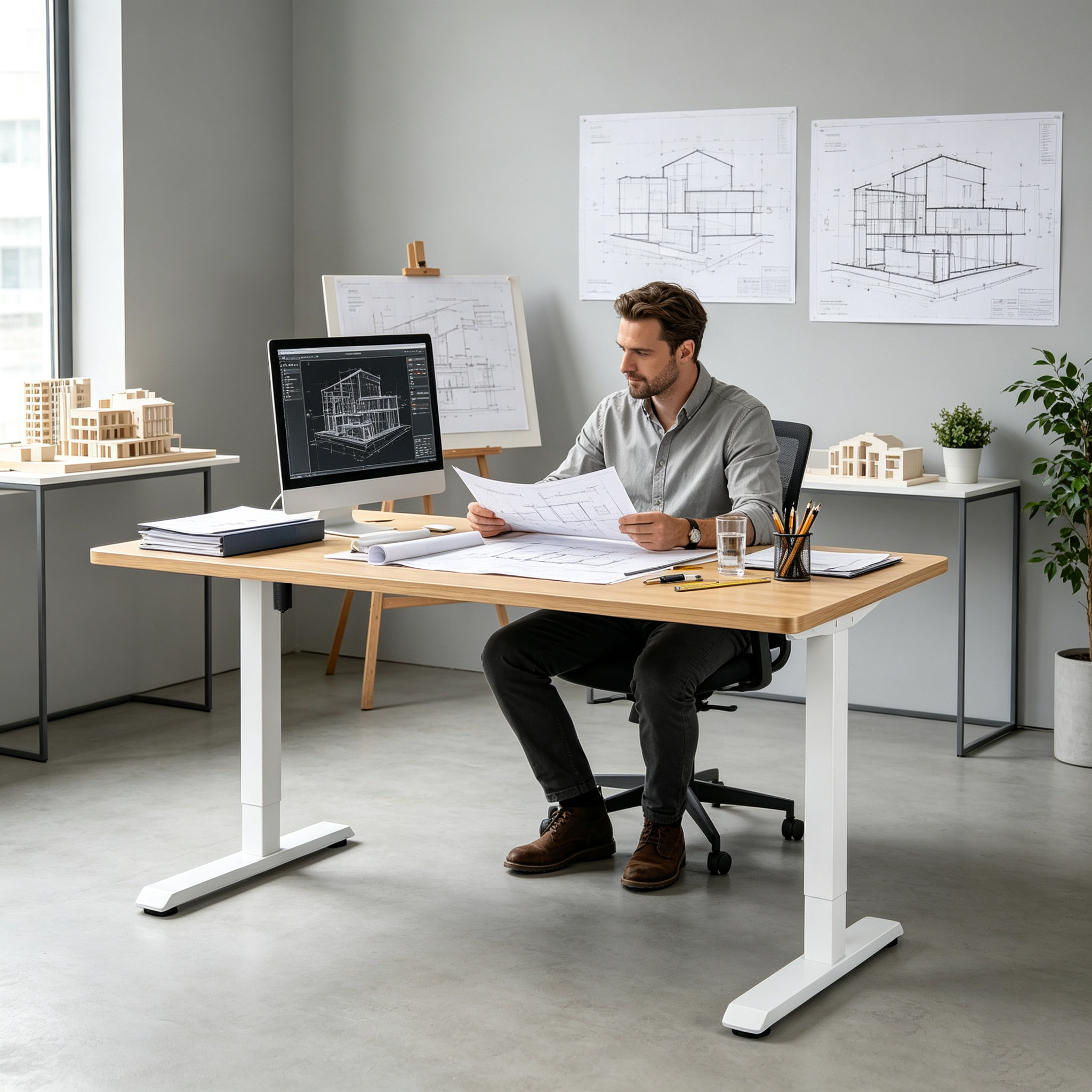 DK-02-01 Single Motor Adjustable Office Table with Stable Lift for Executive Workspaces