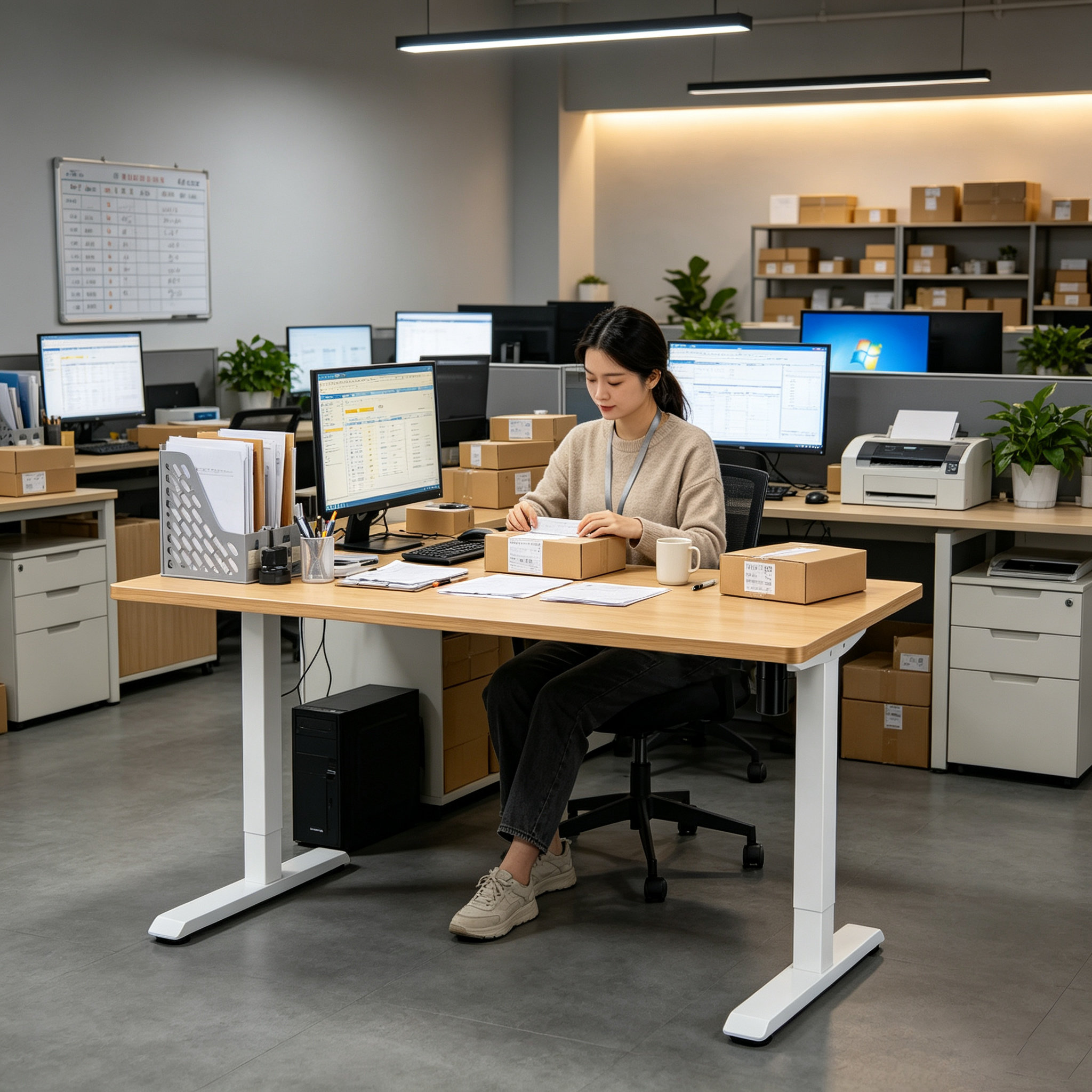 DK-02-01 Compact Single Motor Standing Desk with Space Saving Design for Office Workstations