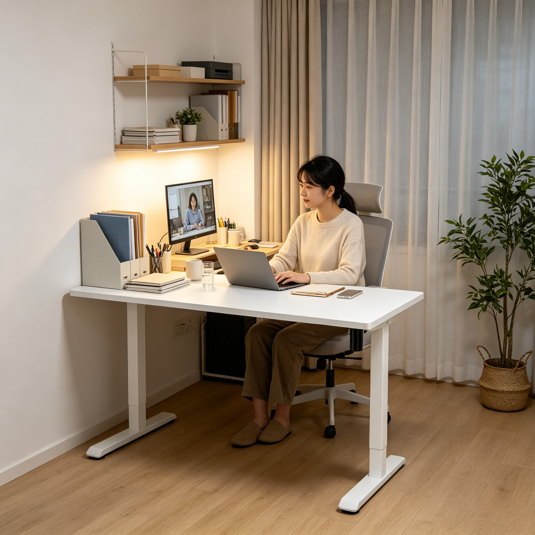 DK-02-01 Commercial Single Motor Standing Desk for Corporate and Educational Facilities