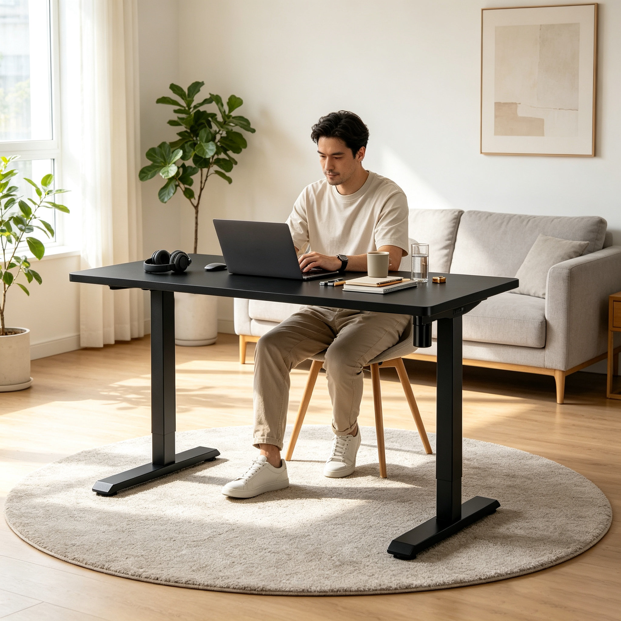 DK-02-01 Single Motor Height Adjustable Workstation Desk for Office Furniture Wholesalers