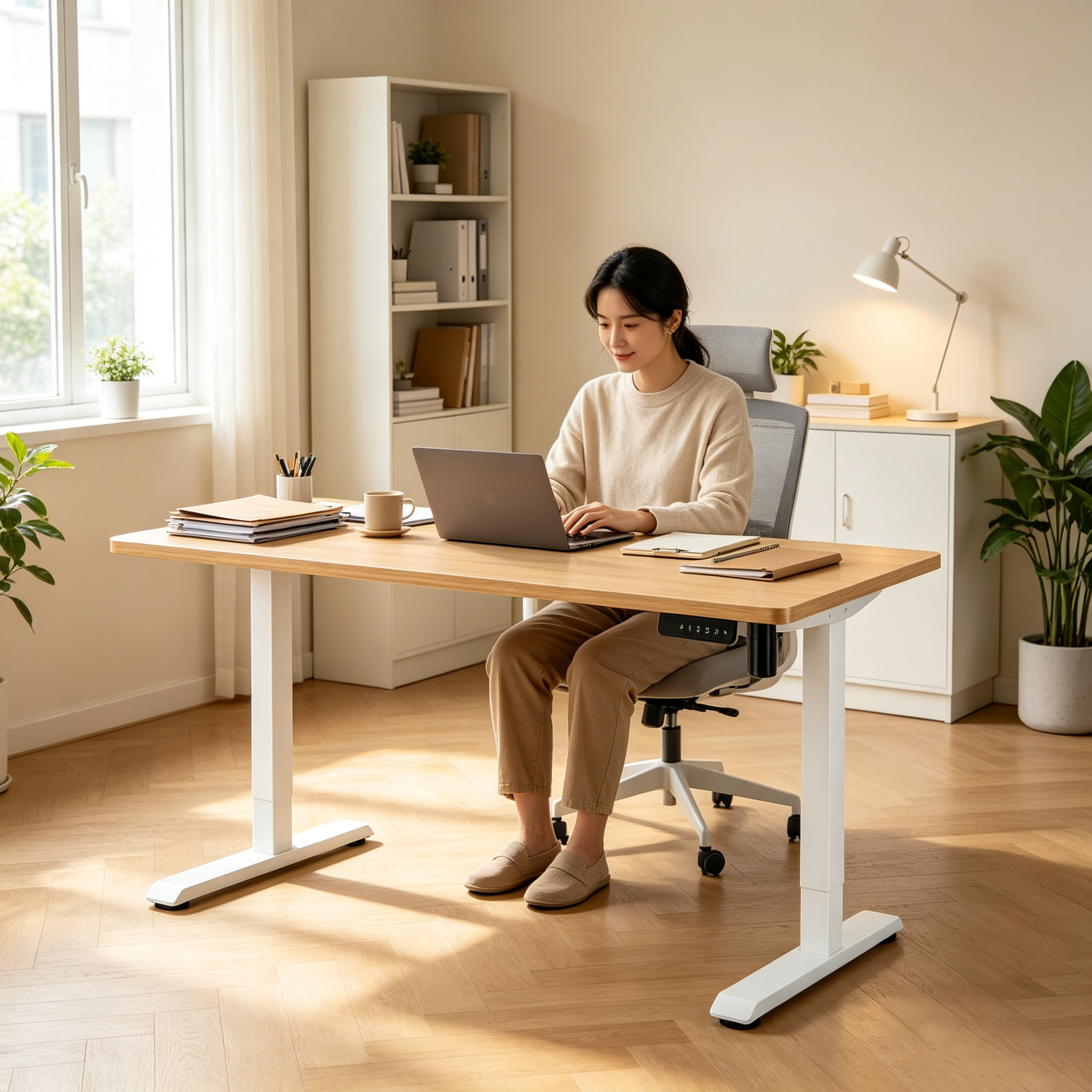 DK-02-01 Electric Single Motor Standing Desk with Stable Steel Frame for Business Offices