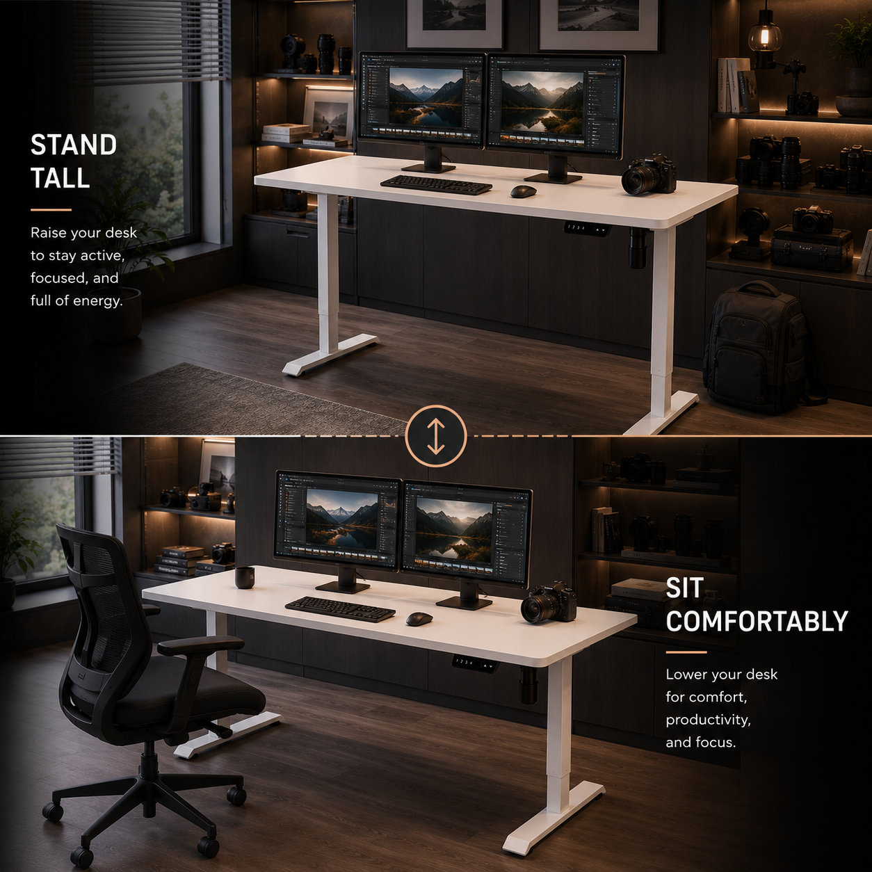 DK-02-01 Modern Single Motor Lift Desk with Quiet Operation for Professional Workspaces