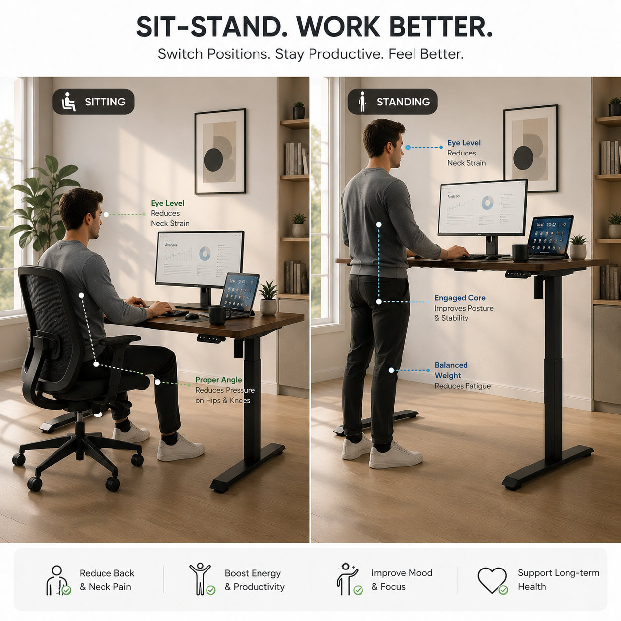 YT-01 Compact Telescopic Standing Desk Frame – Scalable Solution for Hybrid Offices and Satellite Workspaces