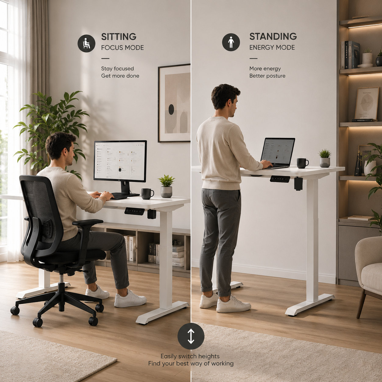YT-01 Value-Engineered Two-Segment Lifting Desk Frame – Reliable Everyday Adjustment for Call Centers and Operations Teams