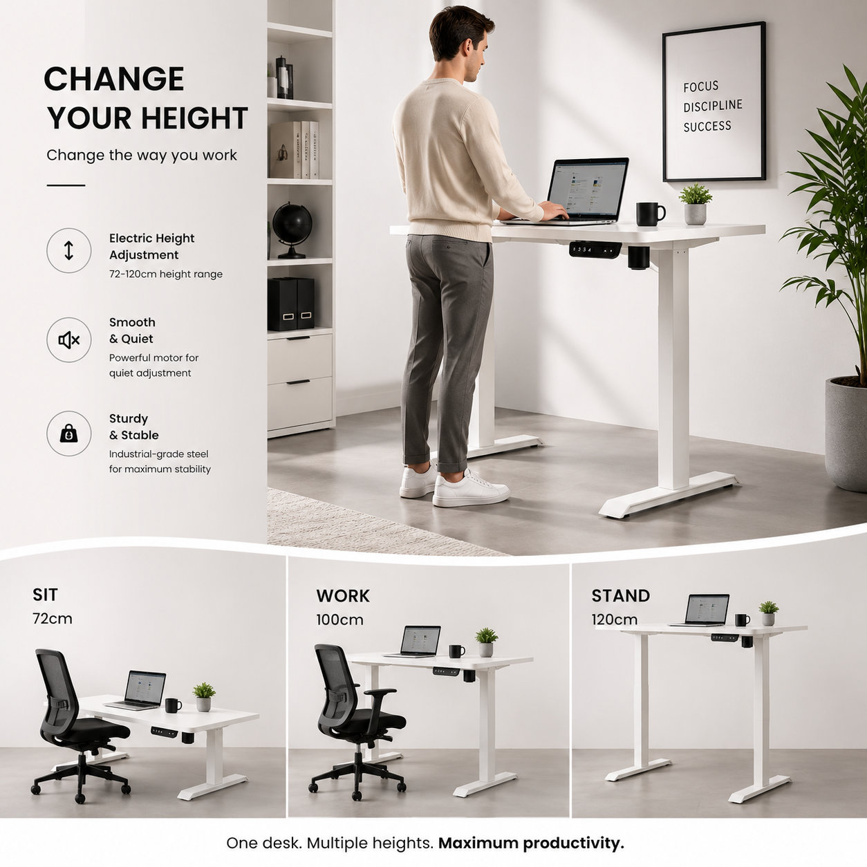 YT-01 Enhanced Single-Drive Height Adjustable Desk Base – Cost-Efficient Bulk Solution for Office Furniture Distributors
