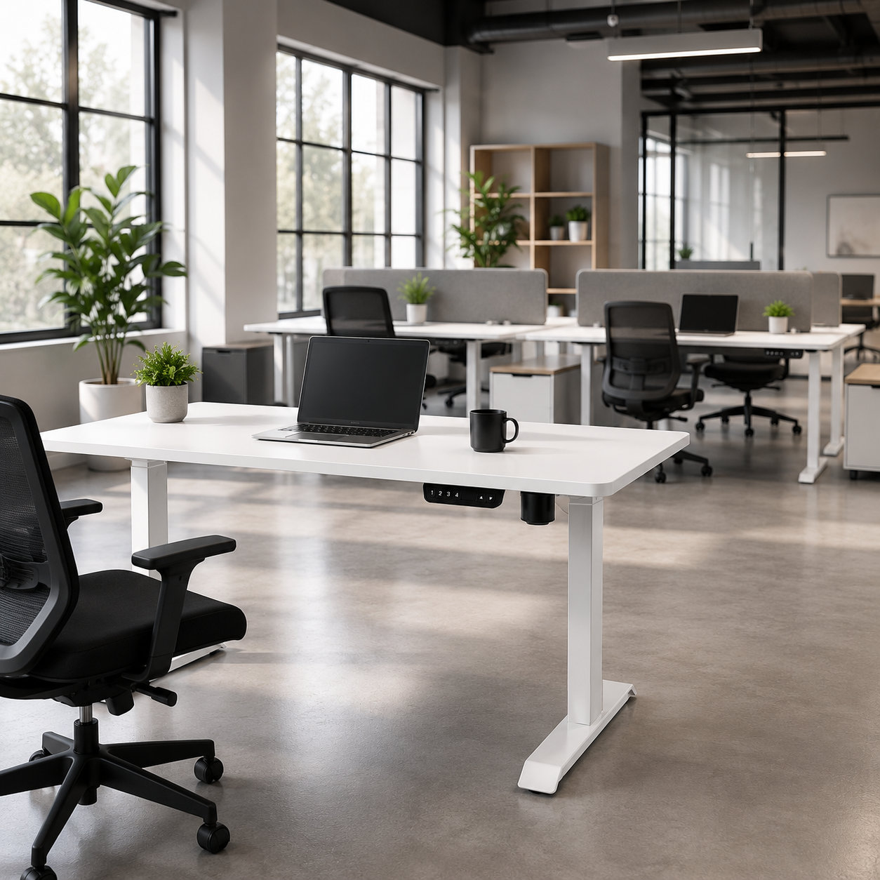 YT-01 Reinforced Sit-Stand Workstation Legs – Clean White Solution for Hospitality Back Offices and Service Teams