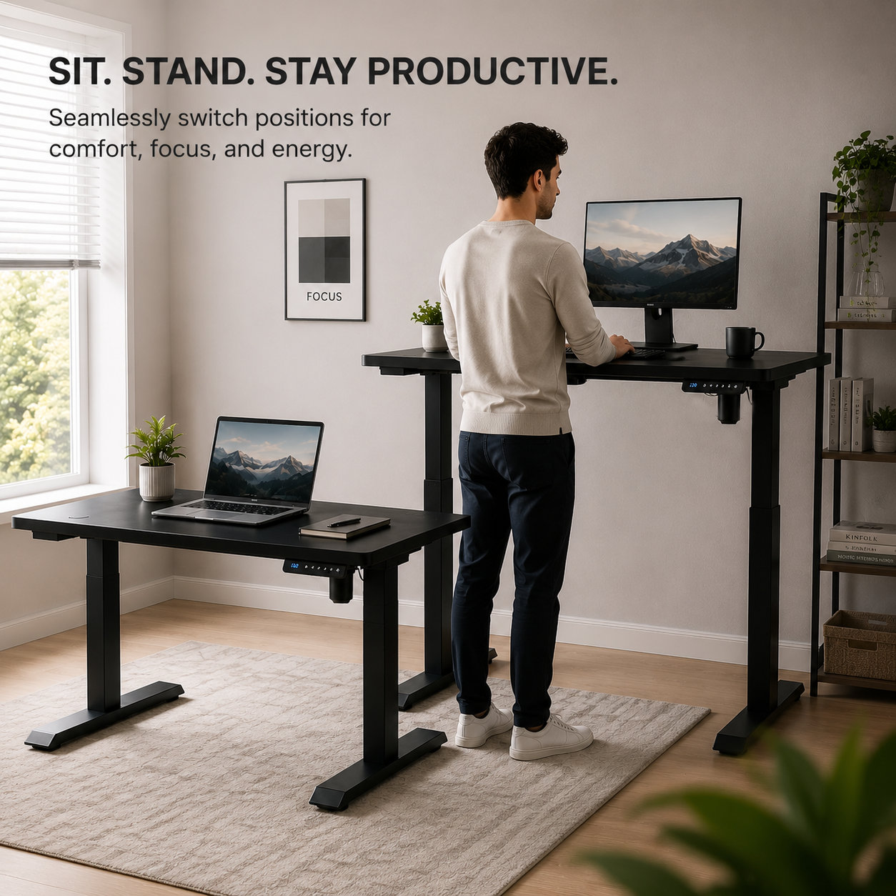 YT-01 Low-Vibration Single Motor Standing Desk with Steady Lift for Financial Trading Floors