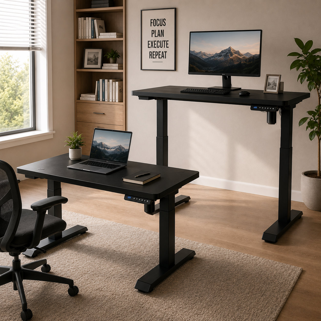 YT-01 Telescopic-Frame Sit-Stand Desk with Broad Worktop Fit for Office Furniture Wholesalers