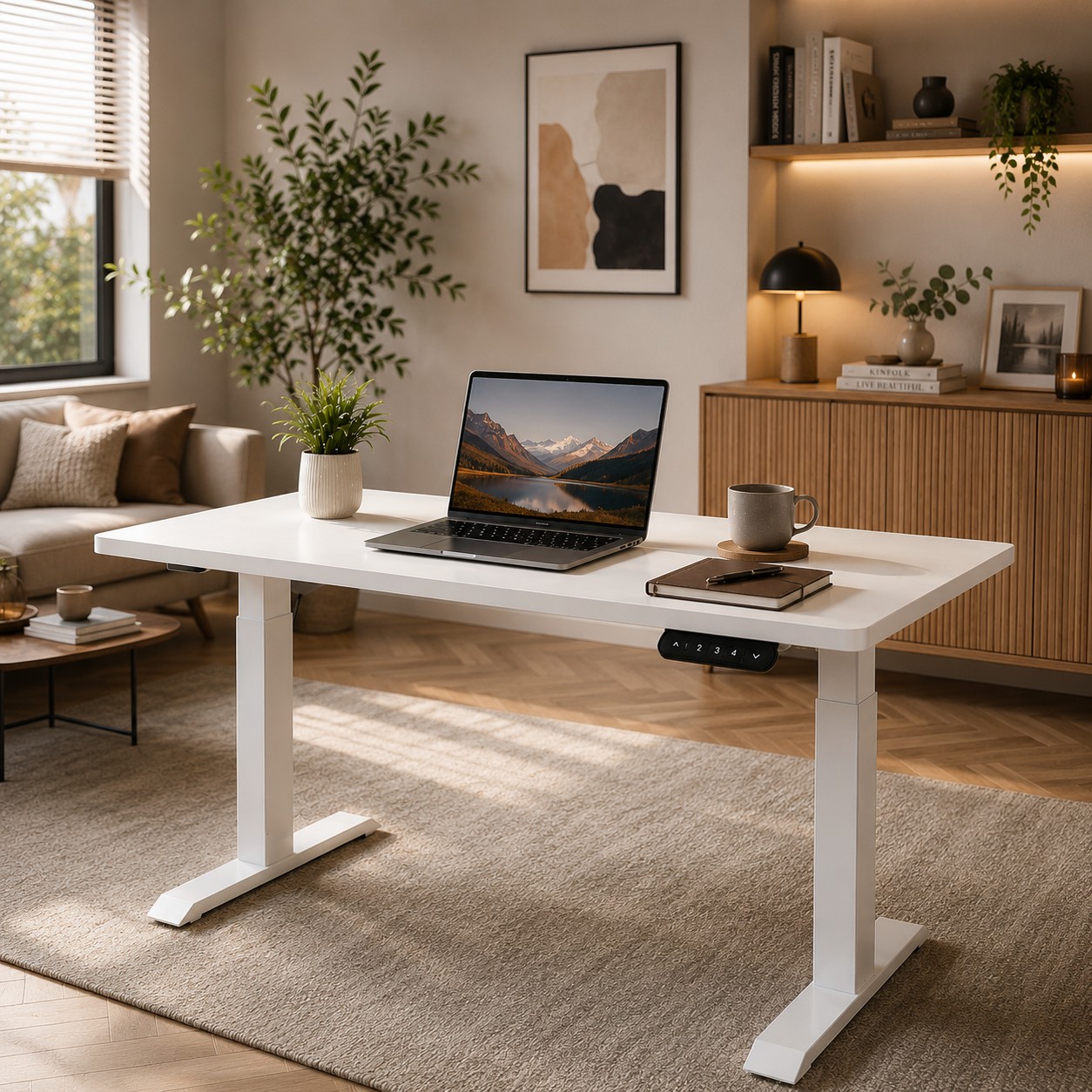 ZY-02 2 Stage Dual Motor Sit Stand Desk Programmable Memory Control Space Efficient Solution for Open Office Areas