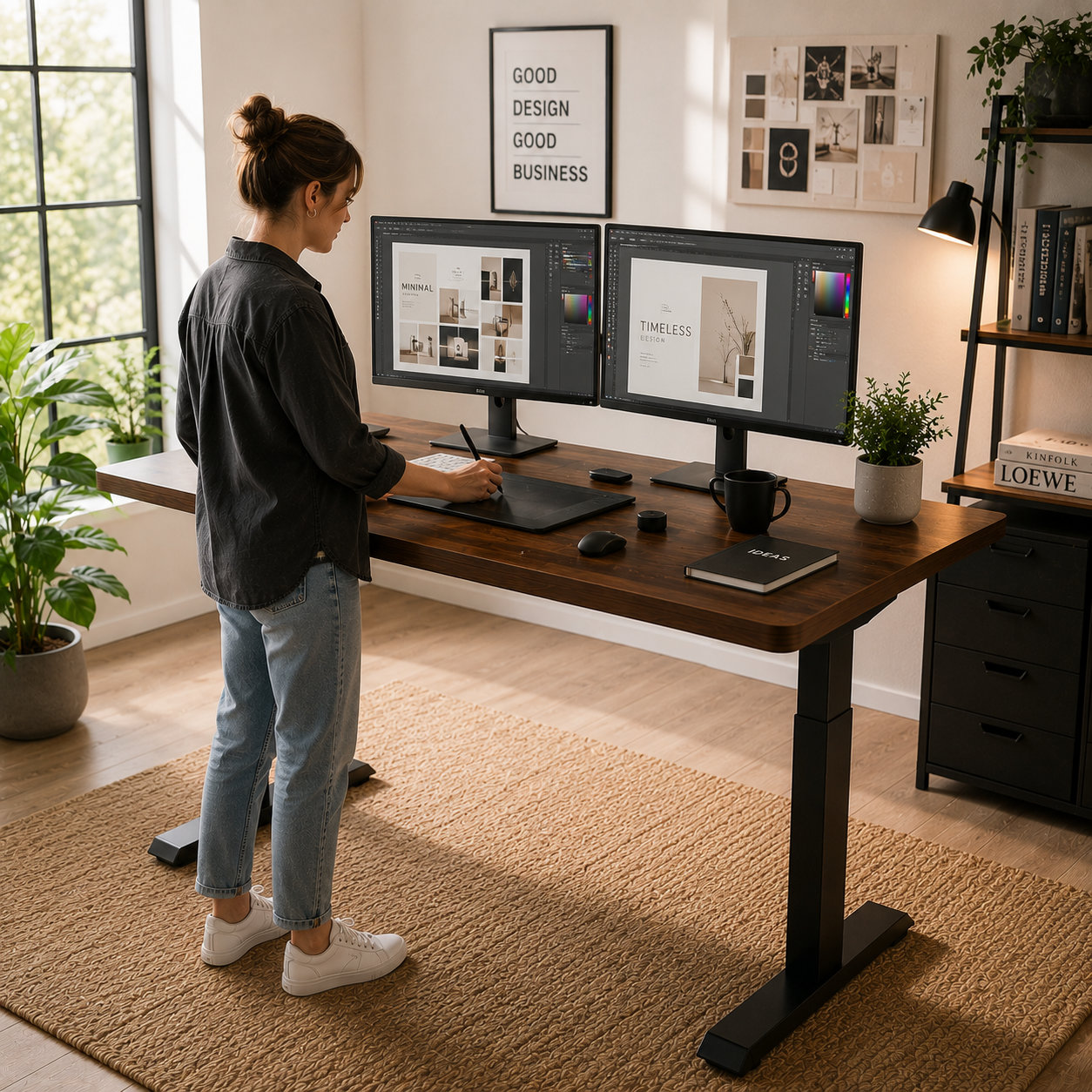 ZY-02 Dual Motor 2-Stage Electric Table with Stable Black Frame for Enterprise Desk Programs
