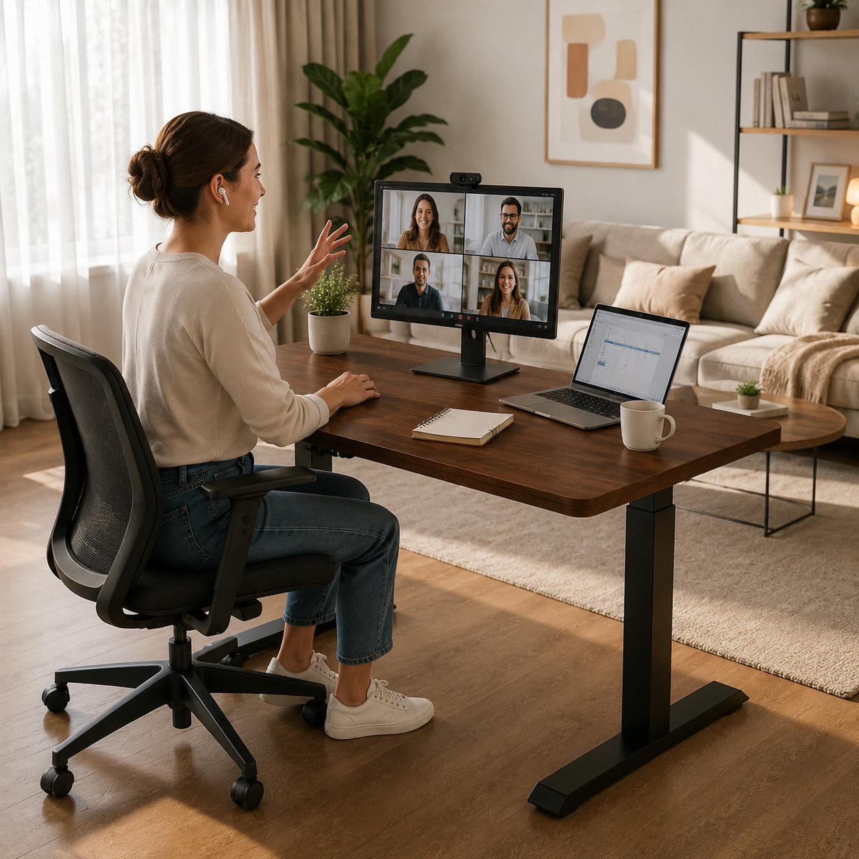ZY-02 Ergonomic Dual Motor Standing Workstation with Memory Control for Open Plan Offices