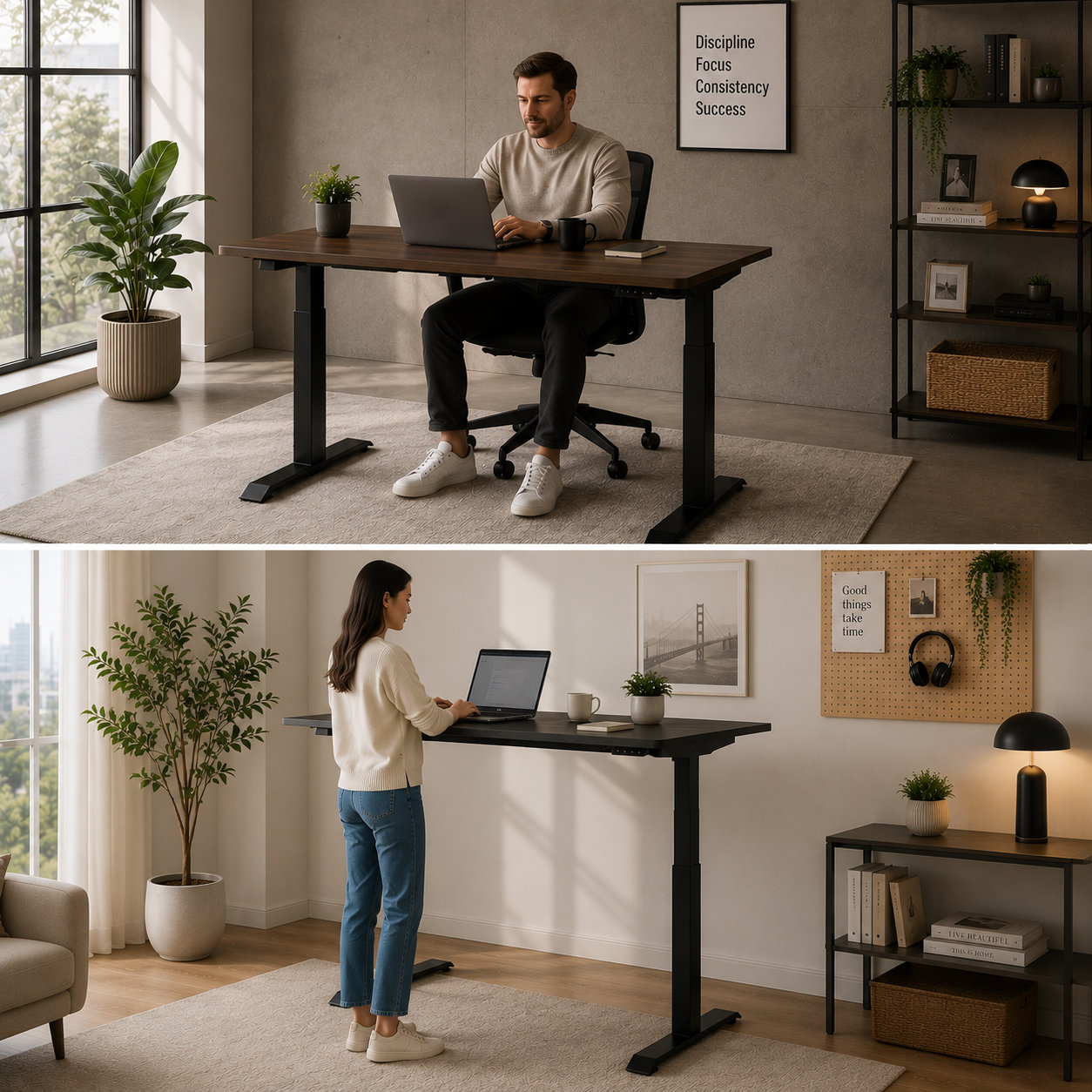 ZY-02 2-Stage Dual Motor Adjustable Standing Desk with Digital Preset Controller for Modern Offices
