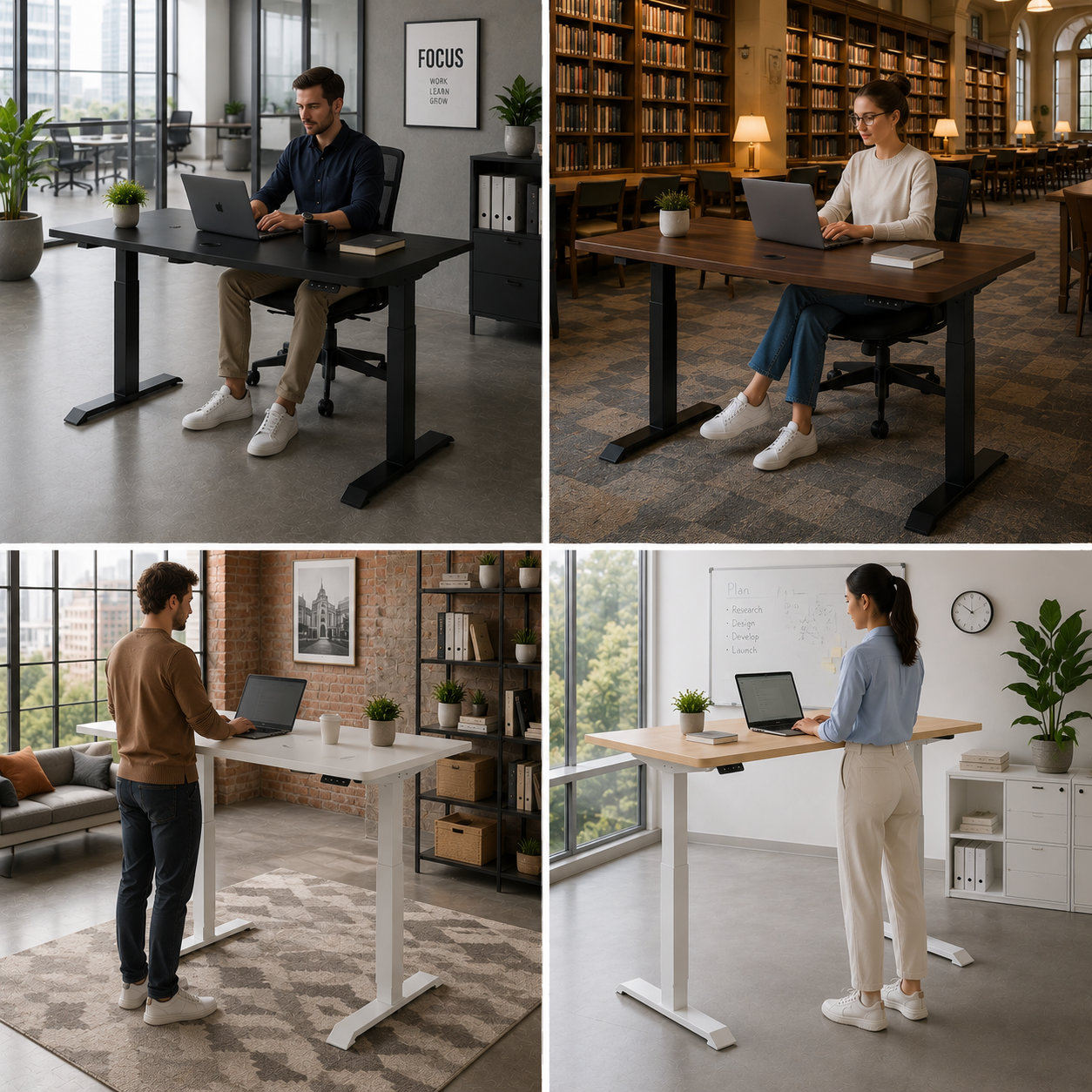 ZY-02 2-Stage Dual Motor Electric Standing Desk with Smart Memory Controller for Corporate Workspace