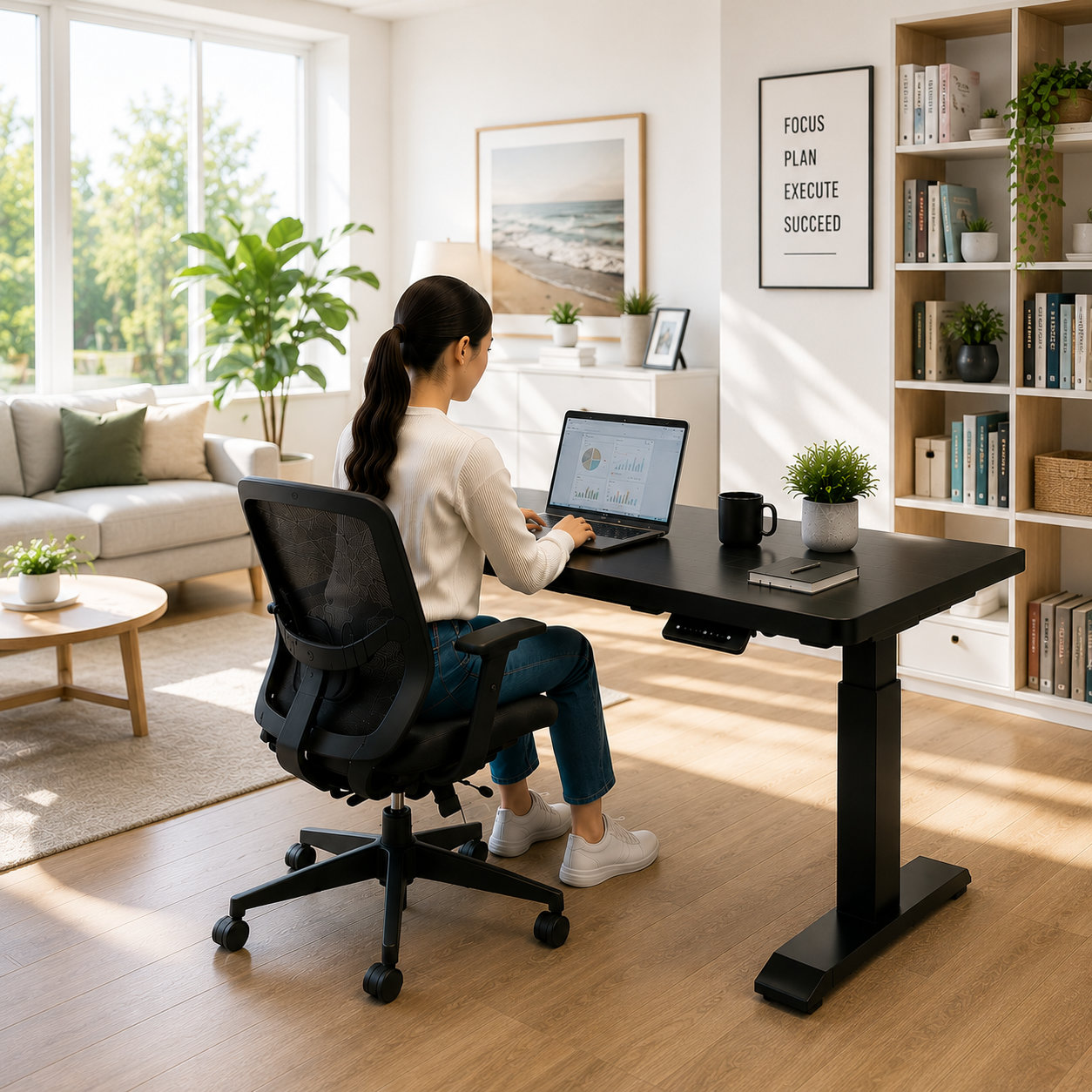 ZY-02 Ergonomic Dual Motor Electric Desk with Memory Height Control for Open Office Spaces