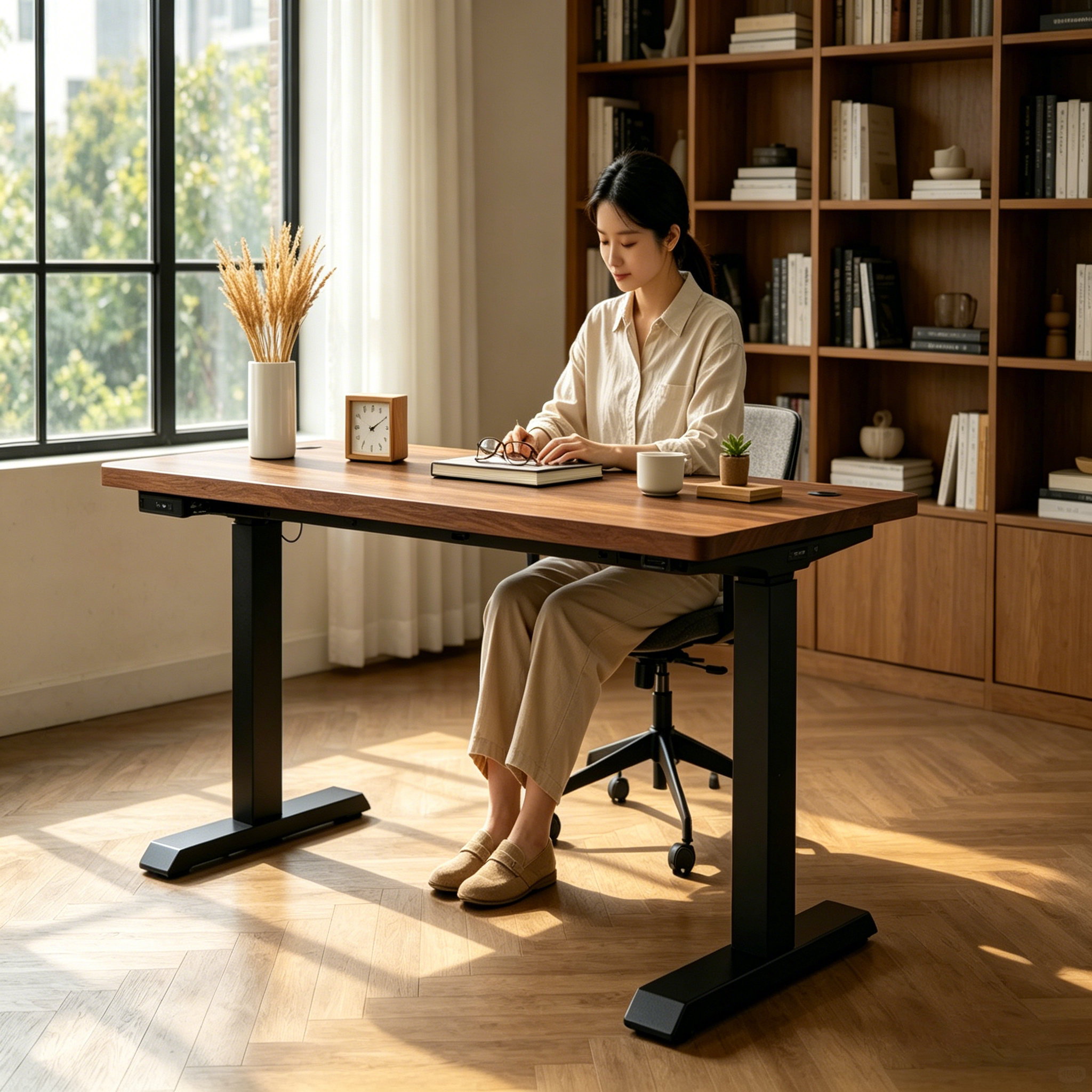 ZY-02 2-Stage Dual Motor Height Adjustable Desk with Heavy Duty Frame for Corporate Offices