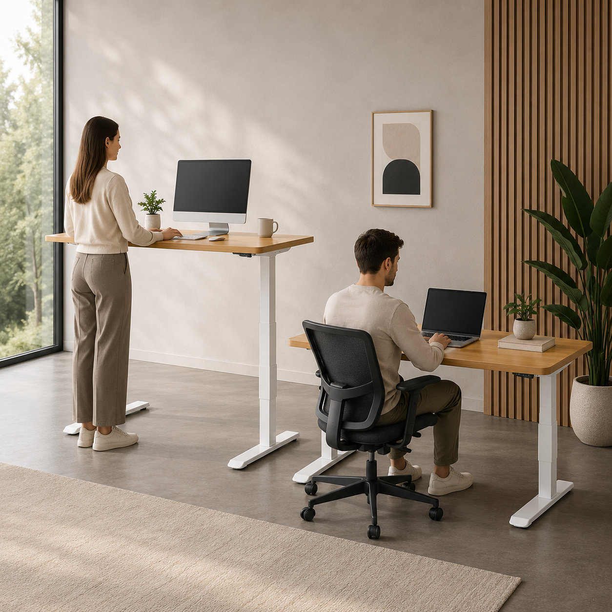 ZY-02 2-Stage Smart Dual Motor Sit Stand Workstation Desk with Anti Collision System for Executive Office Furniture Projects