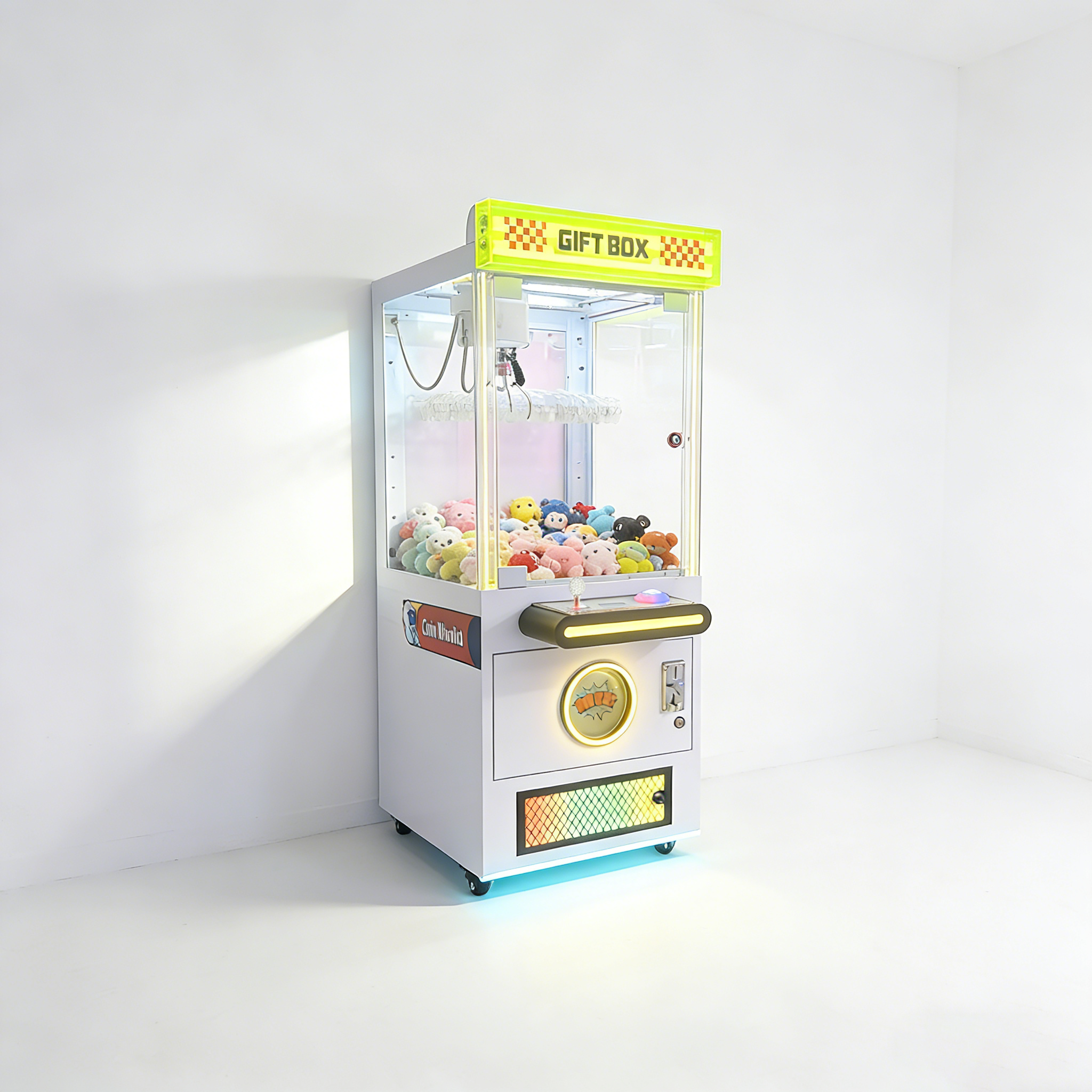 Ninix White Yellow LED Lighted Commercial Self-Service Doll Machine Metal Stainless Steel Construction 110/220V Power Gaming