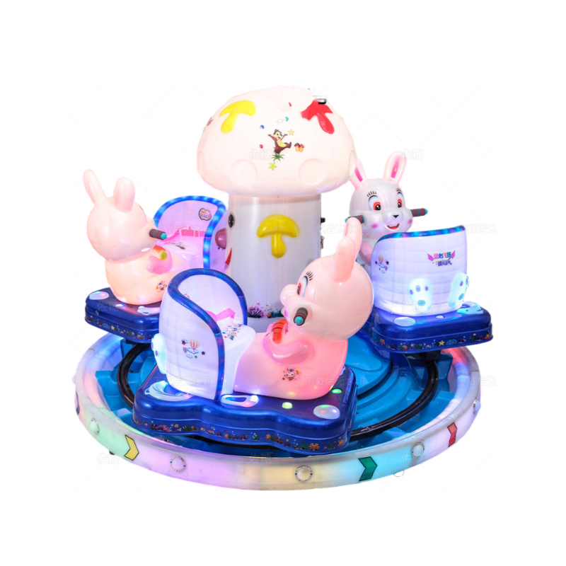 Best-selling 2-3 Seat Coin-operated Children's Mini Colored Light Carousel Motorcycle Track Train Rotary Swing Machine