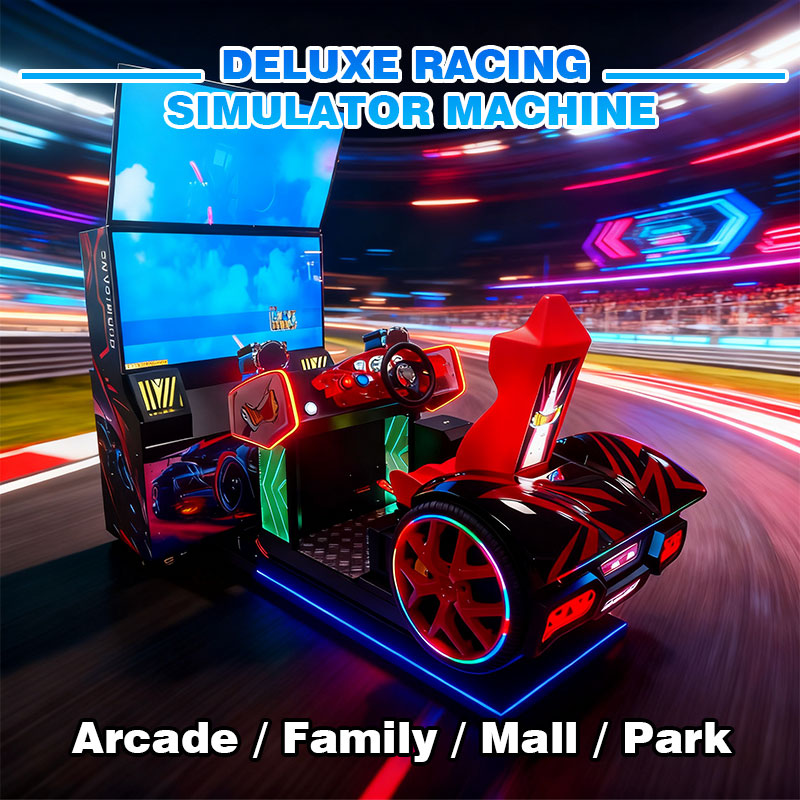 Deluxe Racing Simulator Machine Electric Driving Arcade Game Motion Seat Steering Wheel Equipment for Mall Family and Park Use
