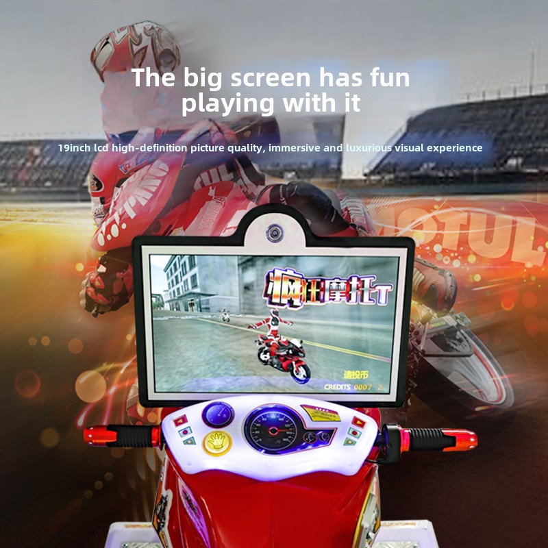 Interactive 3D Simulation Children's Electric TT Motorcycle Speed Racing Machine New Pusher Type Coin-Operated Games for Kids