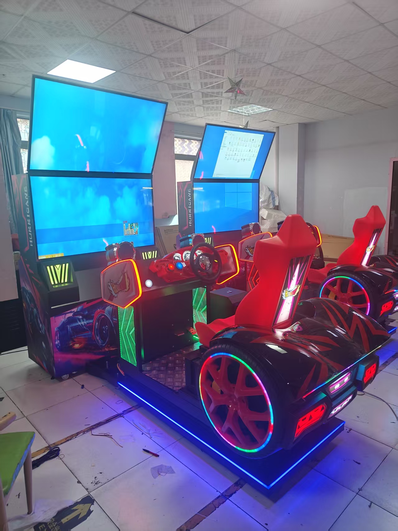 Large-Scale Single-Player Dual-Screen Coin-Operated Racing Simulator Arcade Equipment for Children and Parents' Entertainment