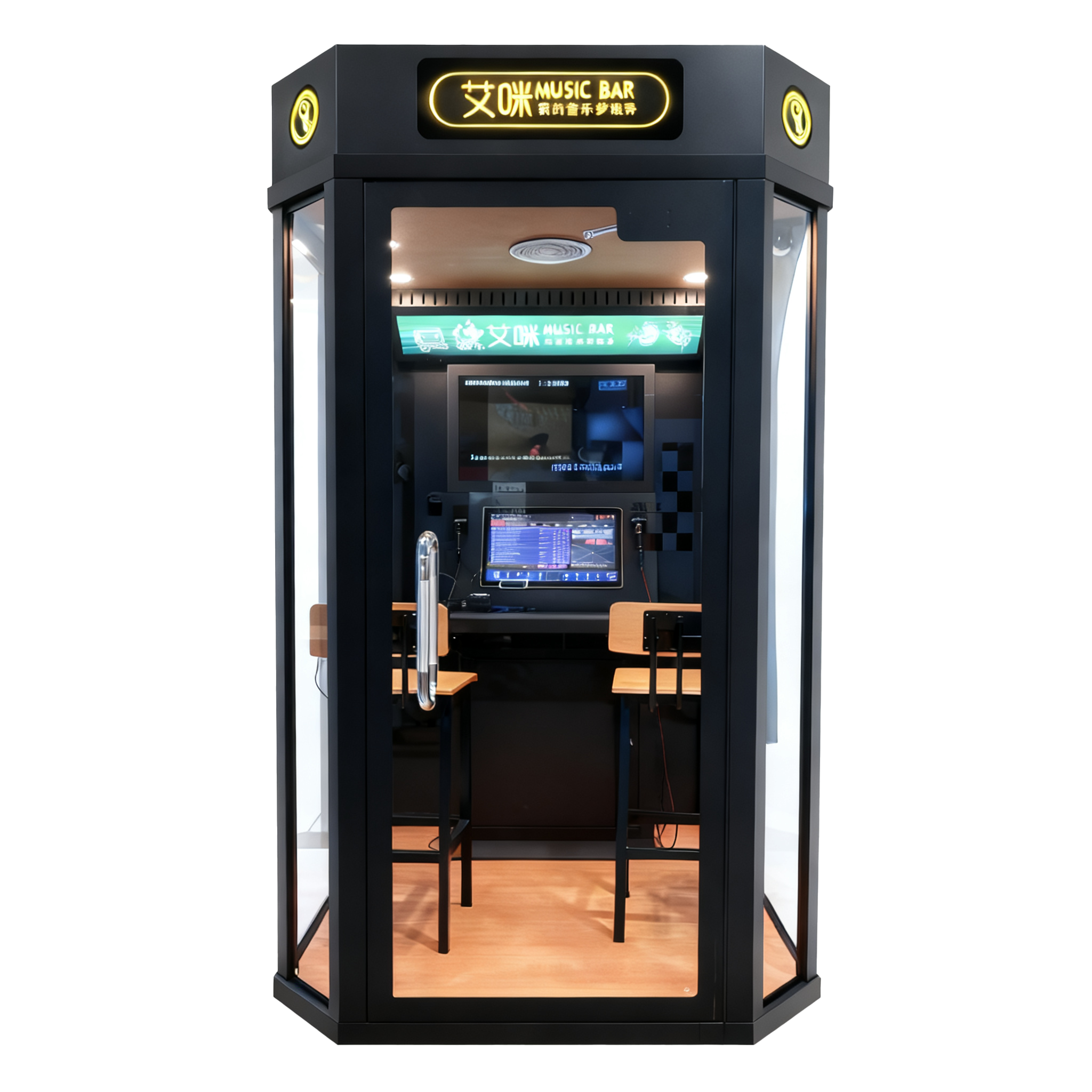 Coin Operated Mini Karaoke Booth HD Sound Dual Screen Private Singing Cabin for Mall Bar Arcade Entertainment