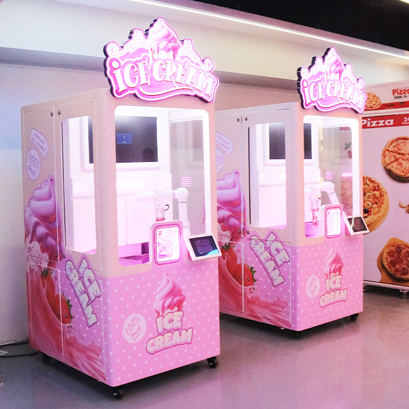 Automatic Ice Cream Vending Machine with Robot Hands Coin Operated Cold Food Self-Service Equipment