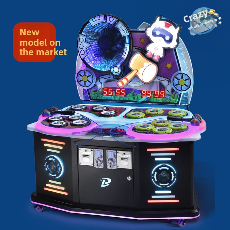 Colorful LED Lighting Coin Operated Multi-Player Whack Mole Arcade Game Machine Interactive Hammer Based Family Game
