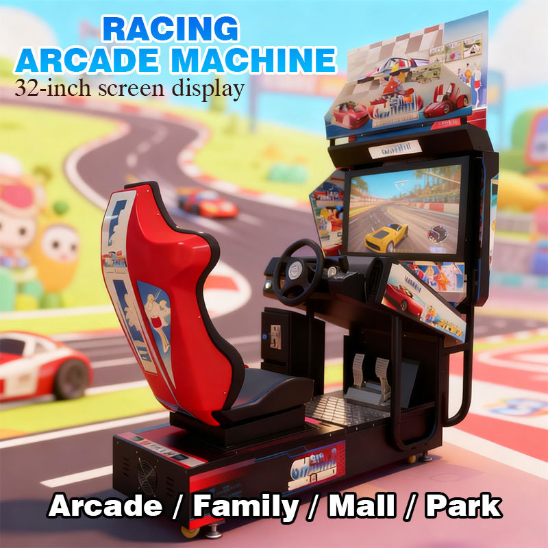 Double Player VR Racing Arcade Game Machine LED Lighting Coin Operated Stainless Steel Racing Simulator Amusement Park Game Room