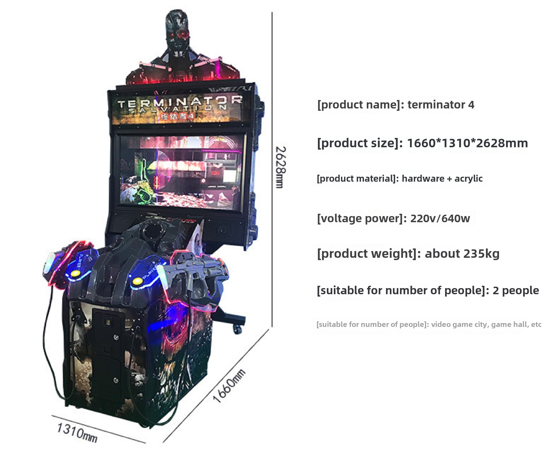 Two-Player Gun Shooting Arcade Game Machine Mini Metal Boxing City Entertainment for Parks for Children's Play