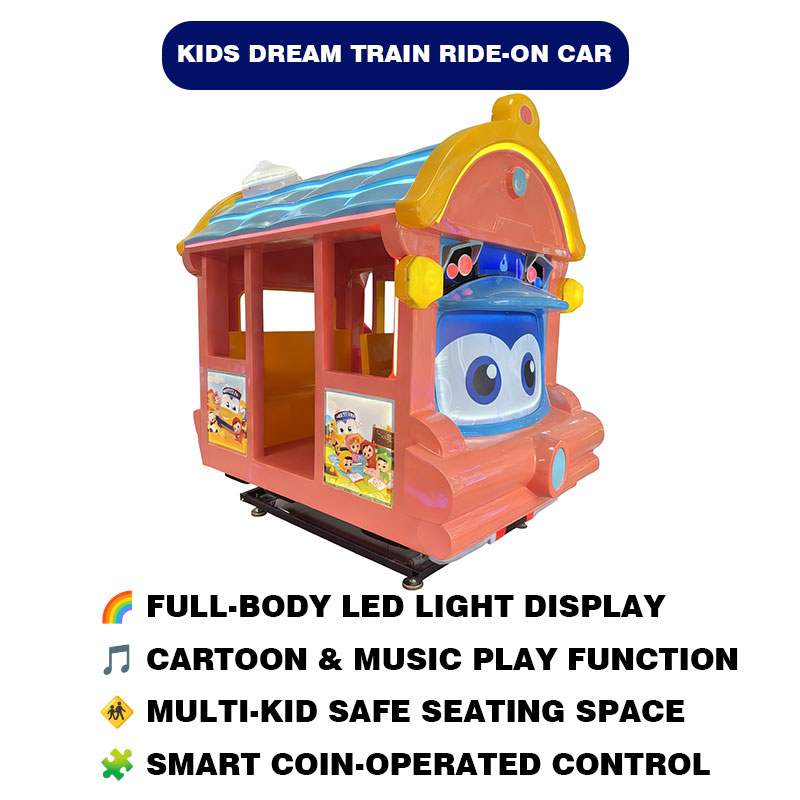 Cartoon Train Themed Kids Arcade Ride LED Lighted Coin Operated Racing Game Indoor Playground Metal English 1 Year Warranty