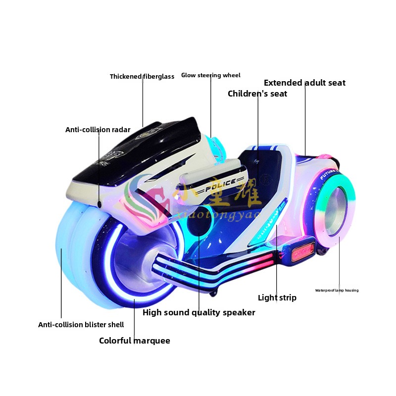 Mall Square 24V Electric Motorcycle Stall Indoor Fiberglass Amusement Car Playground for Children Parents Commercial Use Indoor