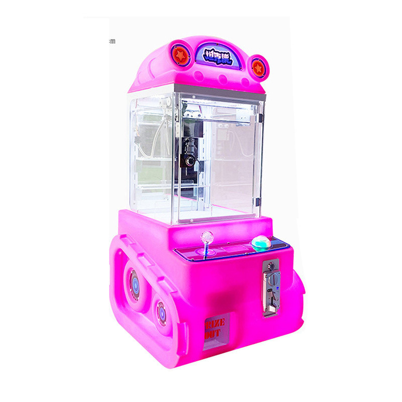 Transparent Plastic Single Grasp Coin Operated Doll Machine for Children Small Household Entertainment