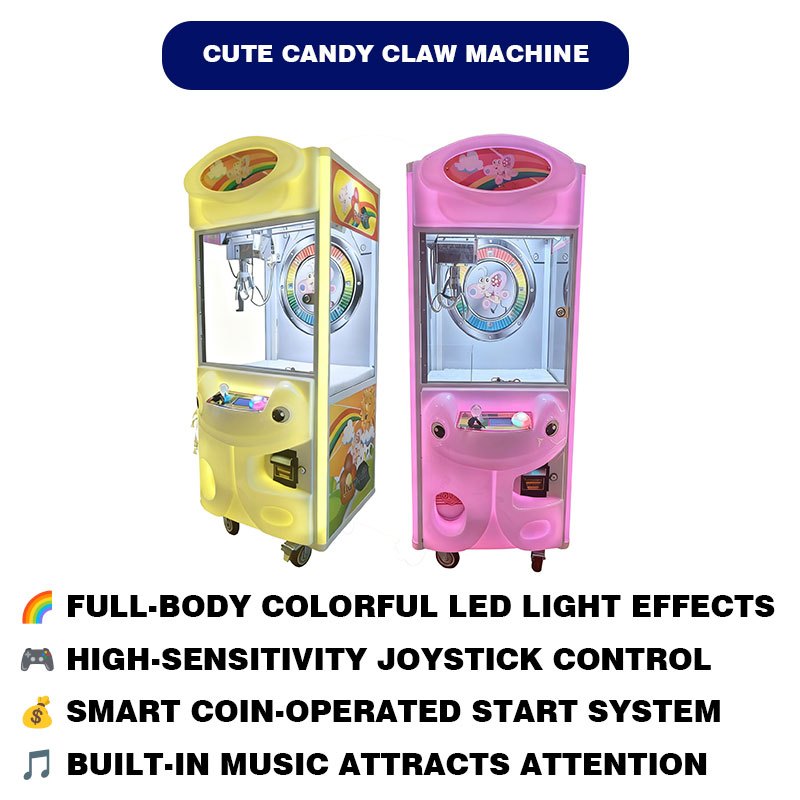 Cute Candy Claw Machine Arcade Prize Game Toy Grabber Cabinet Electric Crane Catcher for Kids Entertainment Center Mall Store