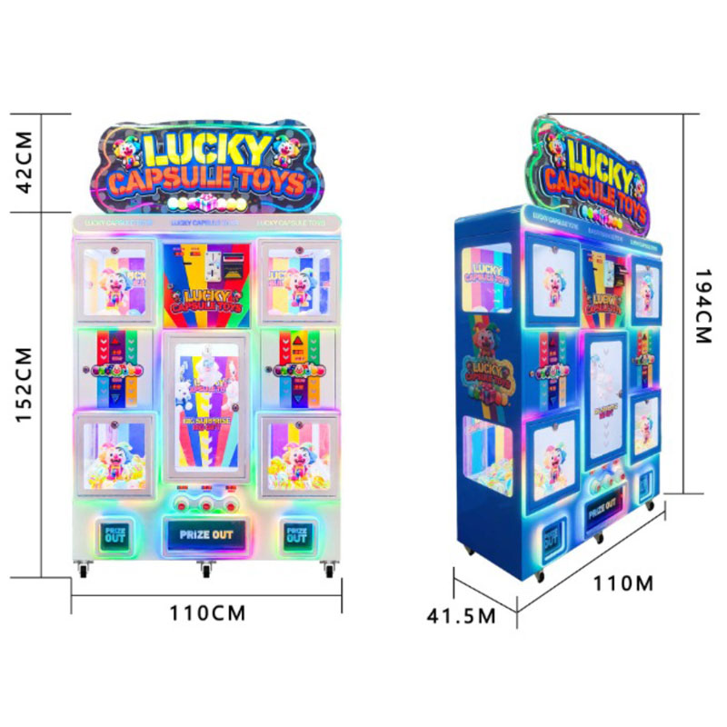 Lucky Capsule Toys Multi-Compartment Commercial Vending Machine Colorful LED Lighted Automatic Toy Dispensing Equipment Metal