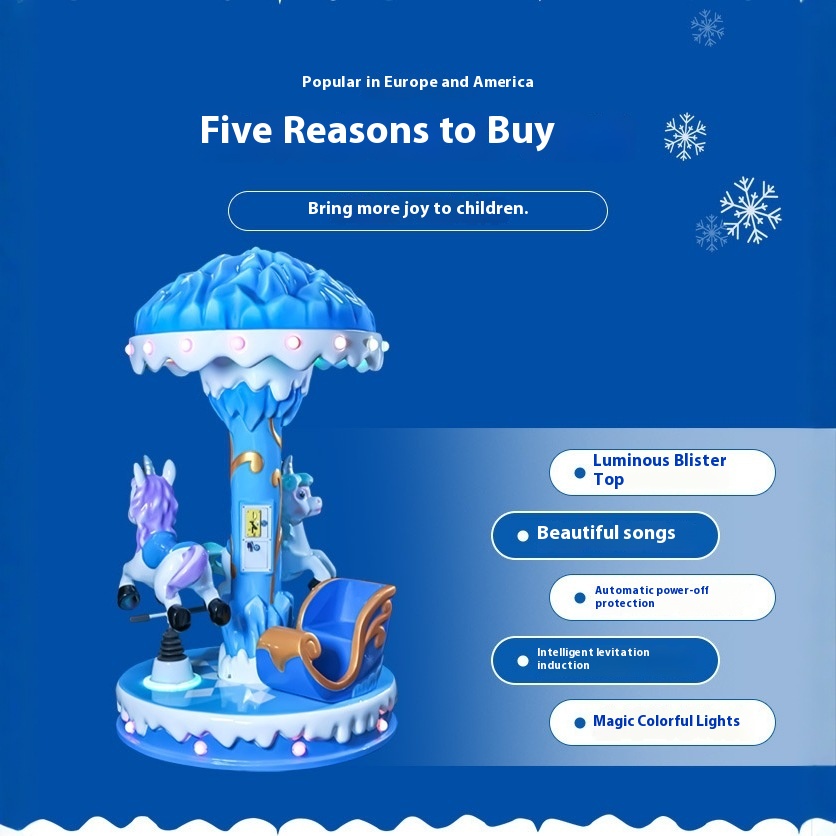 Three-Seater Carousel Glass Fiber Electric Rocking Horse Coin-Operated Kids' Vending Machine with 1 Year Warranty