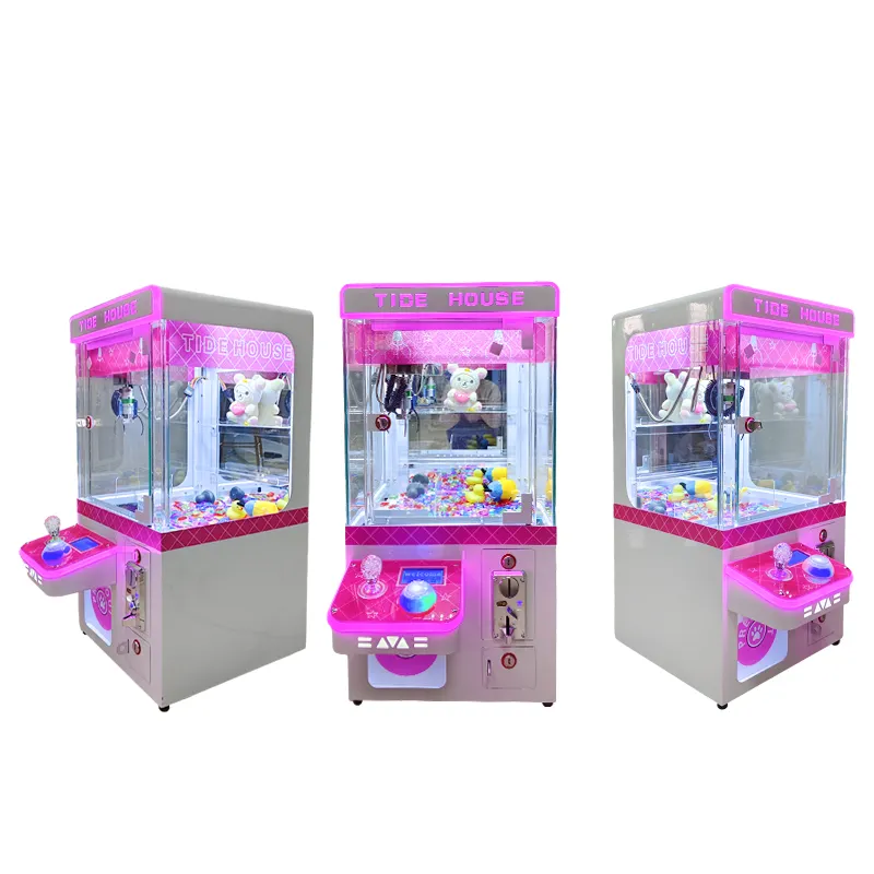 Mini Plastic Claw Crane Machine for Coin Pusher Toy with Plush English Language 1-Year Warranty