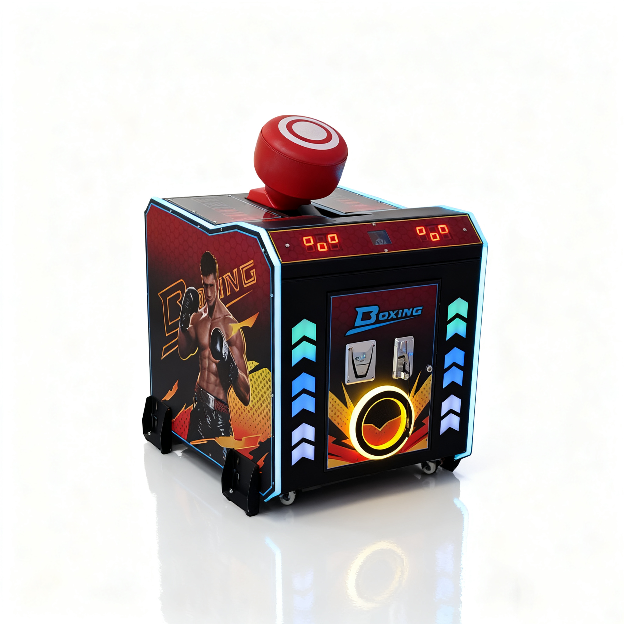 Coin-operated Stainless Steel and Plastic Boxing Arcade Game Machine with Light-emitting Diode Lights