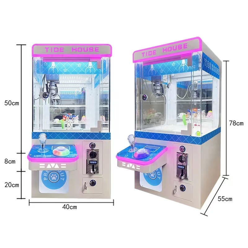 Mini Plastic Claw Crane Machine for Coin Pusher Toy with Plush English Language 1-Year Warranty