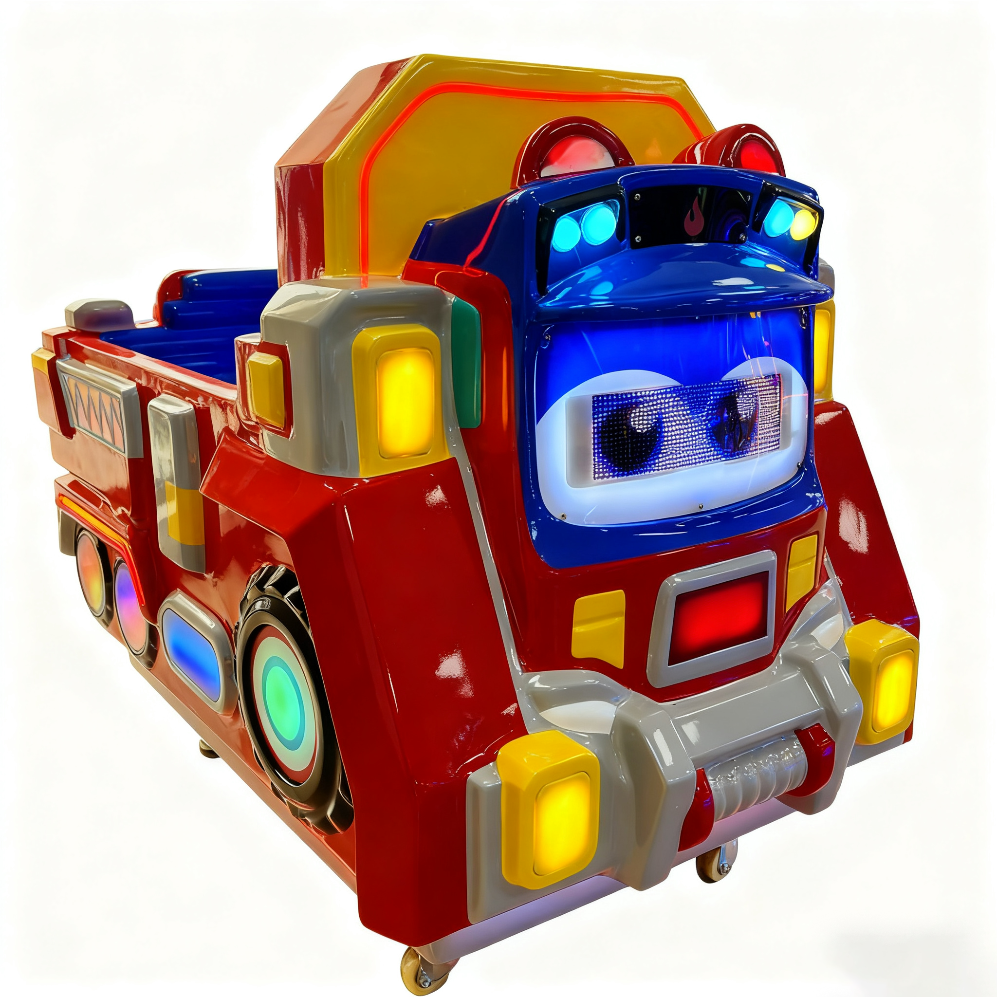 Ninix Cartoon Fire Truck Themed Kids Arcade Ride LED Lighted Coin Operated Metal Amusement Game Indoor Playground Children's