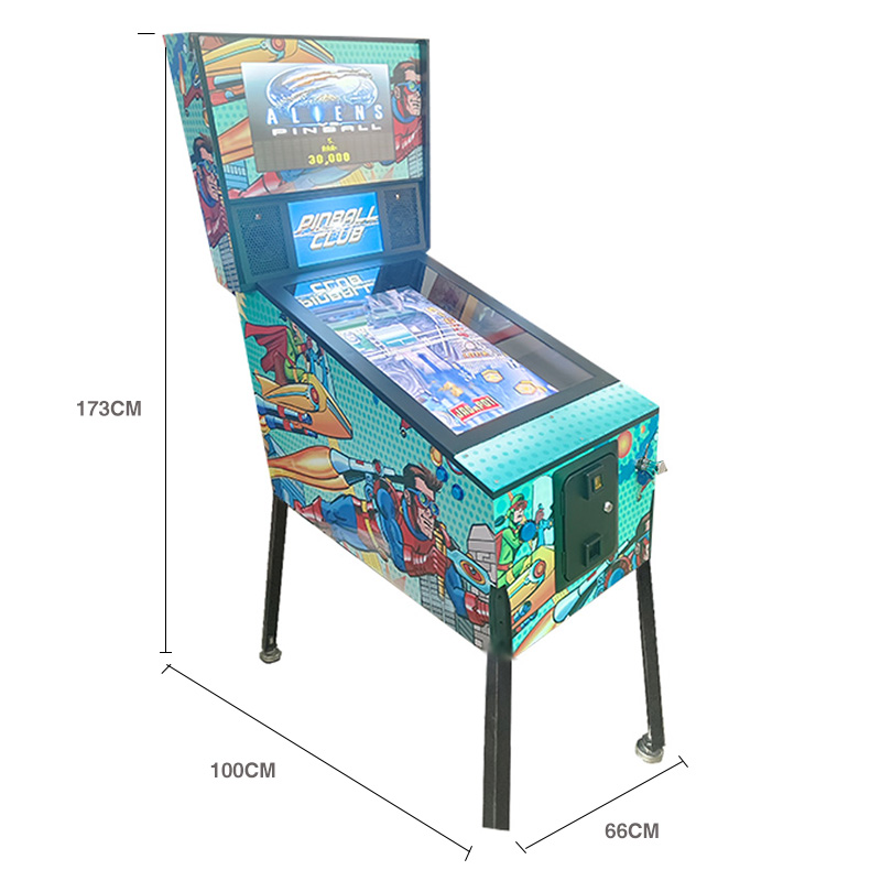 Retro Style Coin Operated Pinball Arcade Game Machine 1-Year Warranty Metal Wooden Construction for 6 Years+ for Game Centers